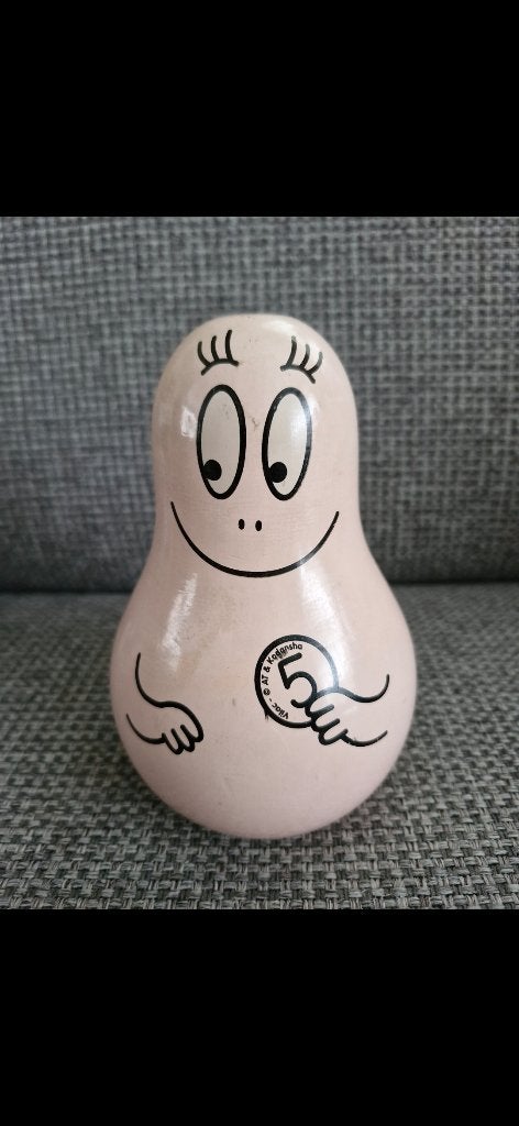 Barbapapa vintage spaarpot vilac roze, Strip- of Tekenfilmfiguur, Gebruikt, Verzenden, Nvt