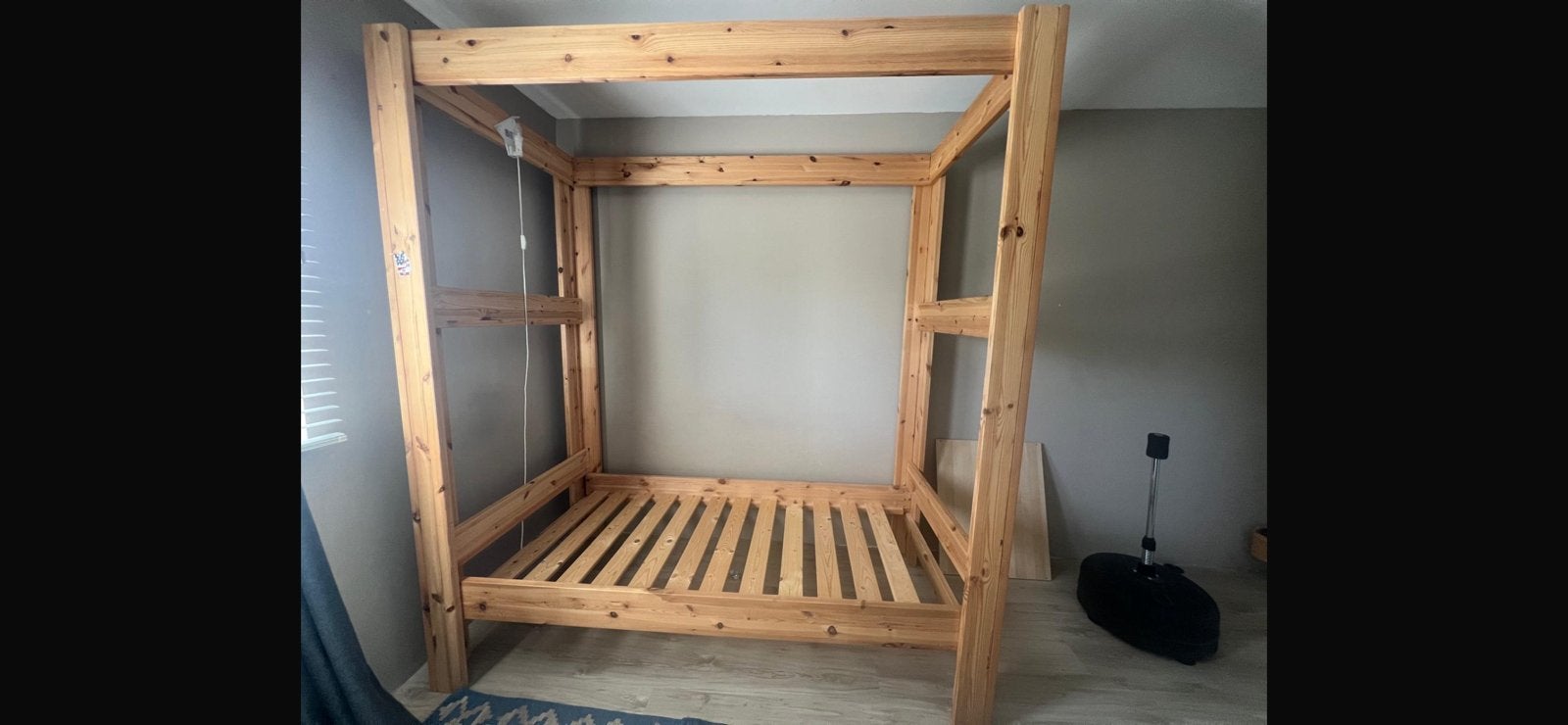 Houten hemelbed/ stapelbed 185 lang, Ophalen of Verzenden, Zo goed als nieuw