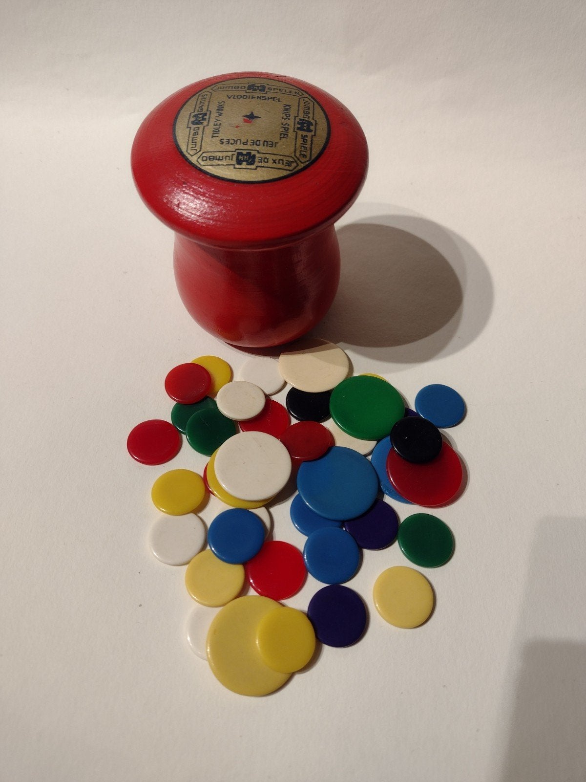 zeldzame vintage Jumbo vlooienspel houten paddestoel, Antiek en Kunst, Ophalen