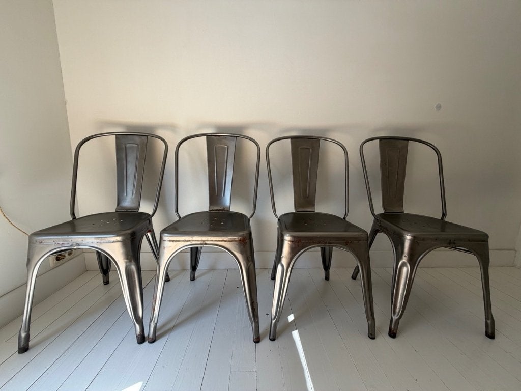 Tolix Chaise A | Vernis geborsteld | 4 stuks, Ophalen, Gebruikt, Overige kleuren, Vier