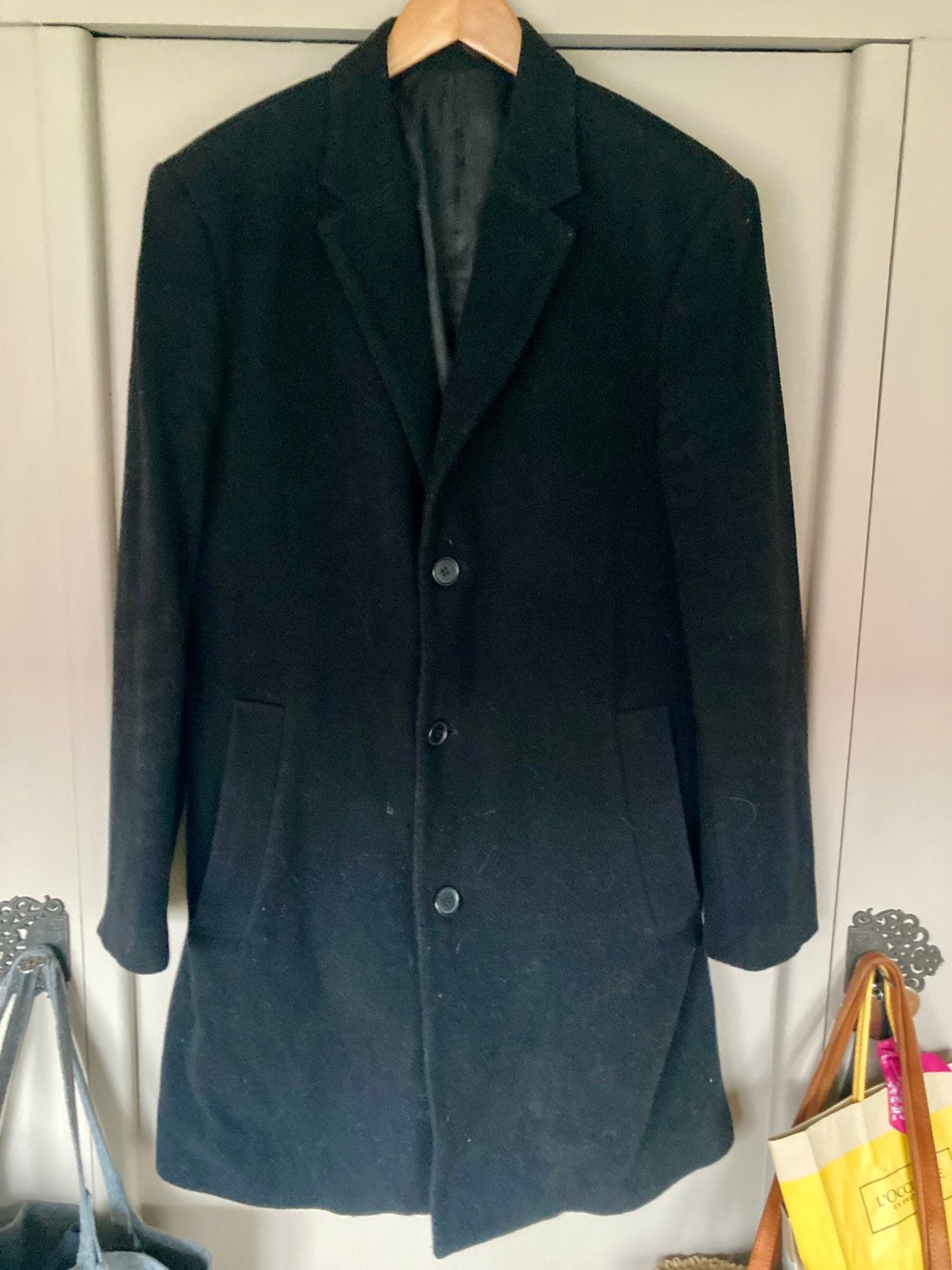 Cashmere Zwarte Jas, Ophalen, Gedragen, Maat 48/50 (M), Zwart