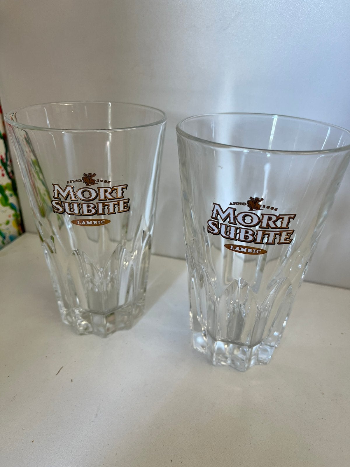 Mort Subite glazen set van 2 glazen, Ophalen of Verzenden, Nieuw, Glas of Glazen, Overige merken