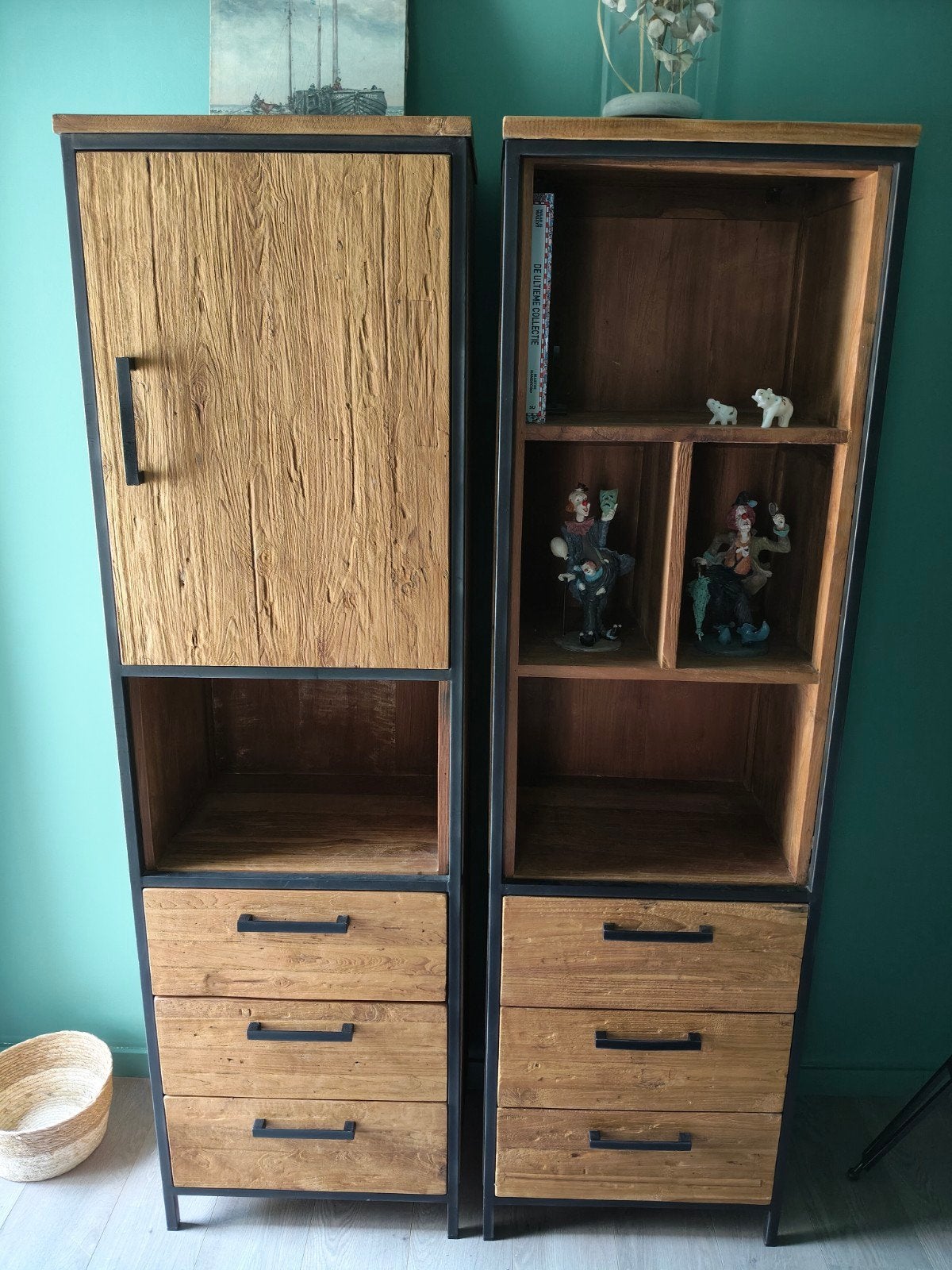 2x Romaro Teakhouten Kasten - prijs per stuk, Ophalen, Met deur(en), Teakhout, 50 tot 100 cm