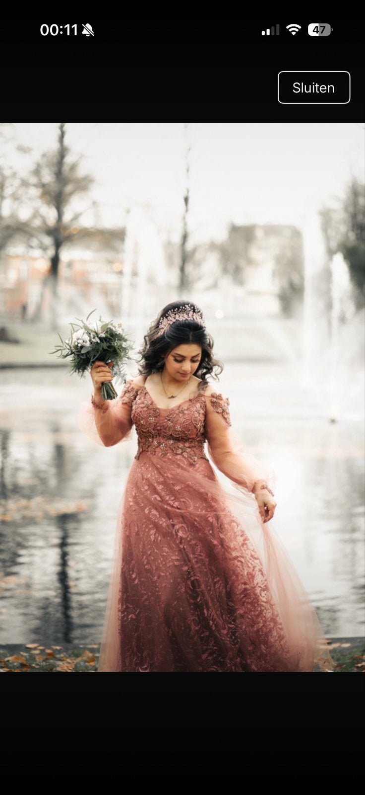 Prachtige Roze Trouwjurk met Kant en Tule, Ophalen of Verzenden, Zo goed als nieuw, Roze, Trouwjurk