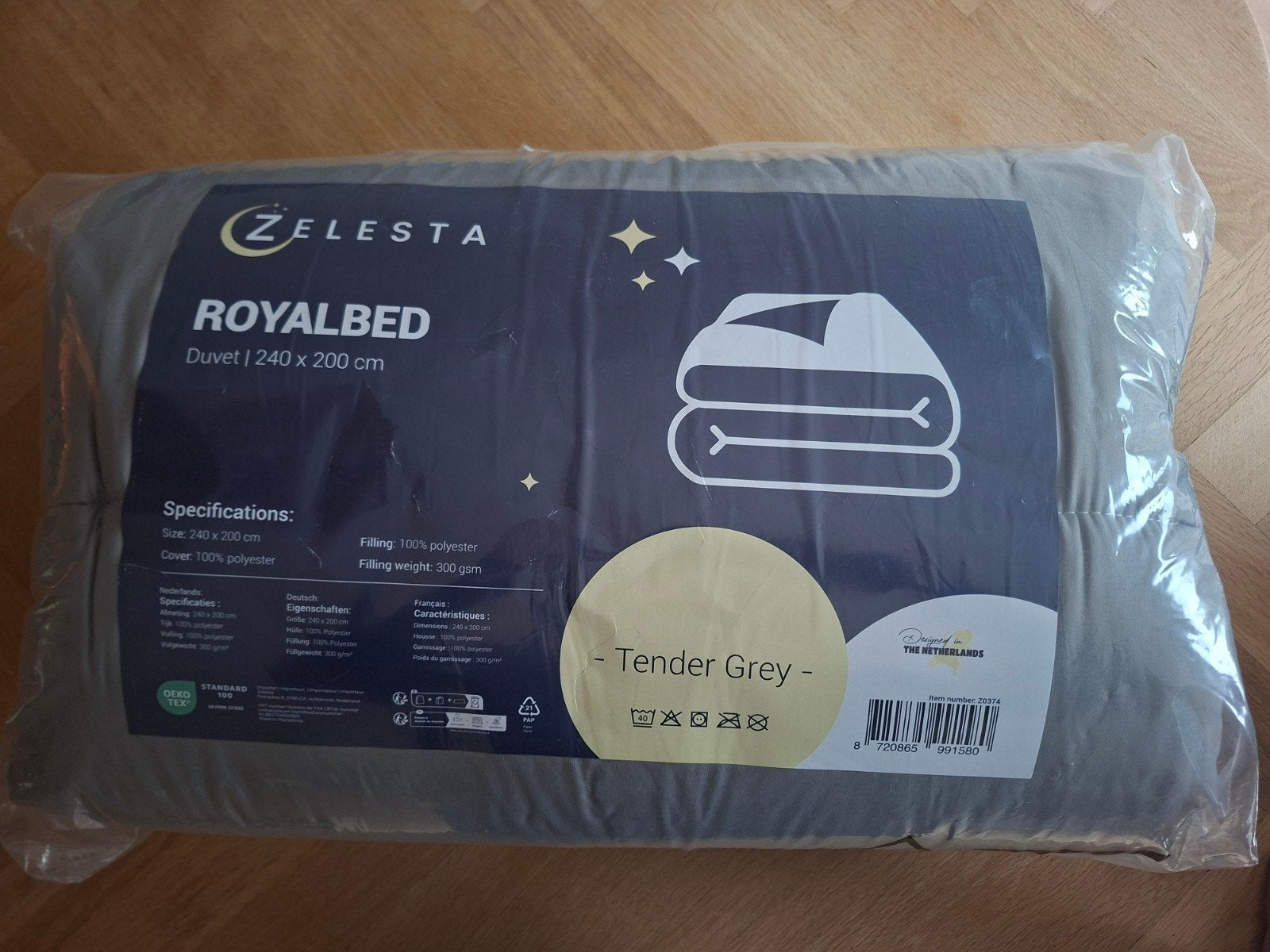 NIEUW Zelesta duvet royalbed Dekbed 240x200 cm - Tender Grey, Ophalen of Verzenden, Deken of Dekbed, Grijs, Nieuw