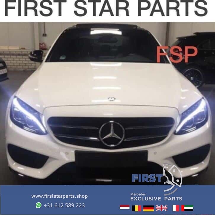 W205 AMG Voorbumper Mercedes C Klasse C43 2014-2018 PDC Seda, Gebruikt, -, Voor, Ophalen of Verzenden
