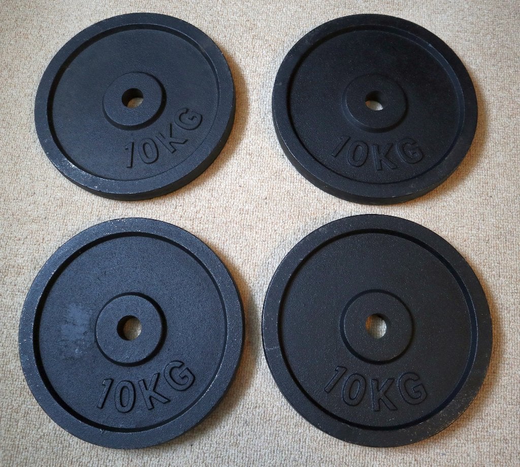 Halterschijven 10 kg gietijzer - prijs per paar (20 kg), Sport en Fitness, Fitnessmaterialen, Ophalen, Gebruikt