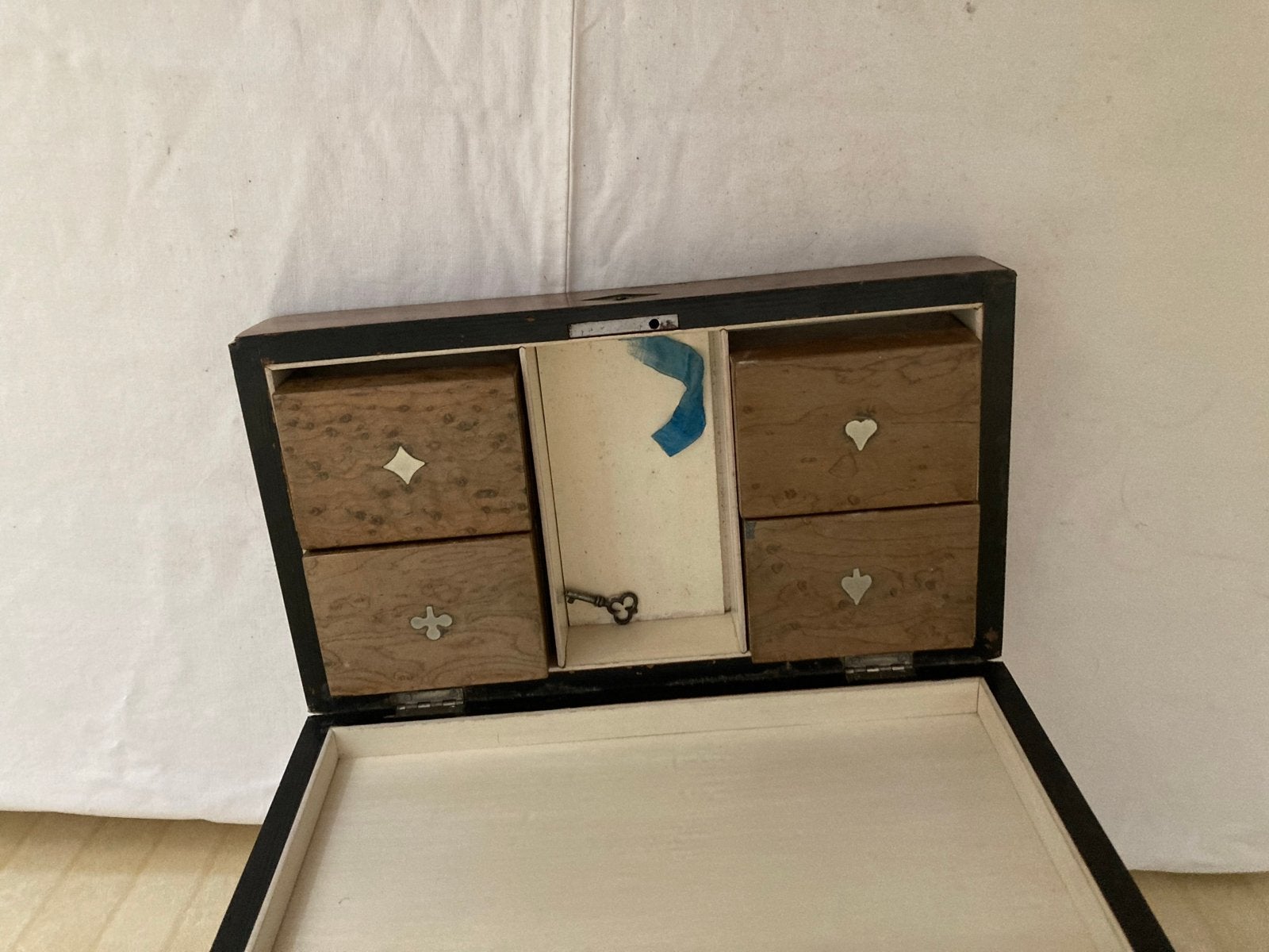 houten doos met kaartmotieven, Antiek en Kunst, Ophalen of Verzenden