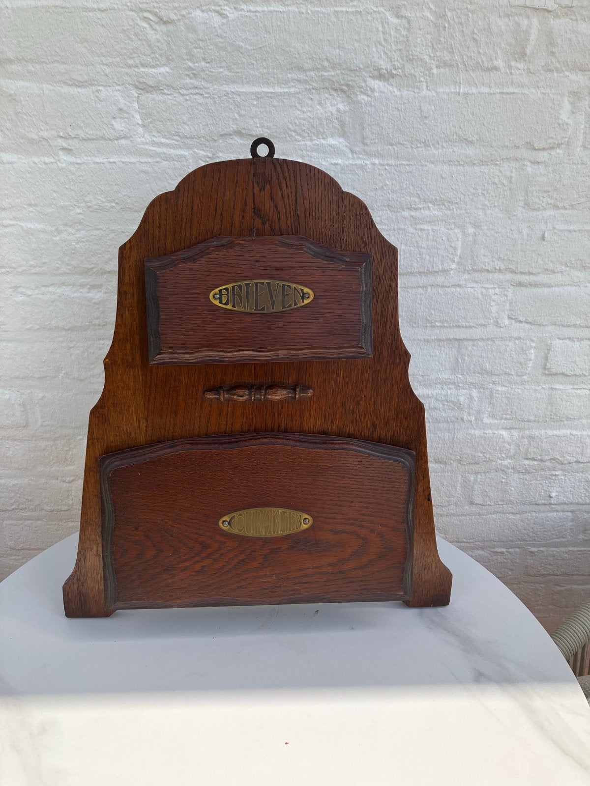 Vintage houten brievenhouder met 'Brieven' inscriptie, Ophalen