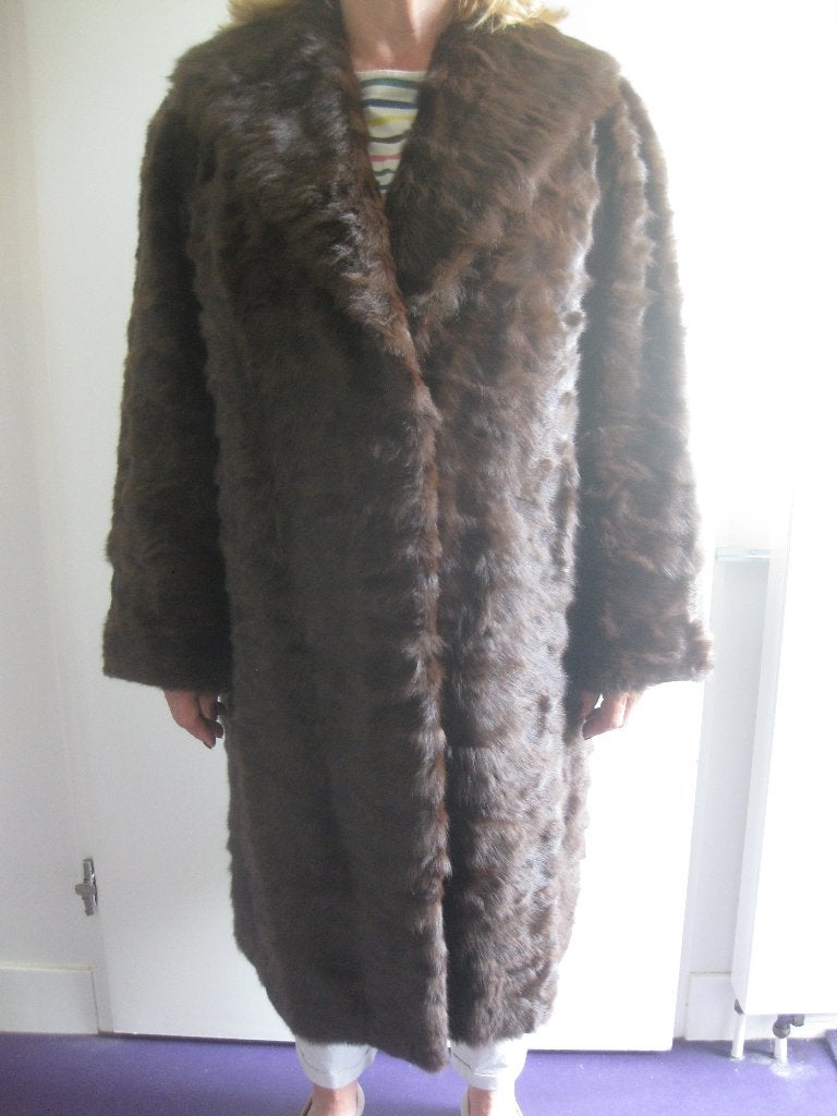 Vintage bontjas, Ophalen of Verzenden, Gedragen, Maat 42/44 (L), Bruin