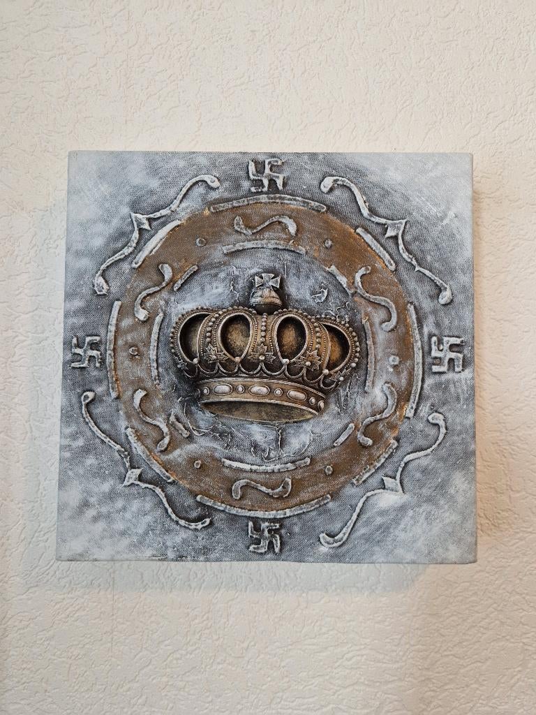Schilderij met kroon 30cmx30cm, Ophalen of Verzenden