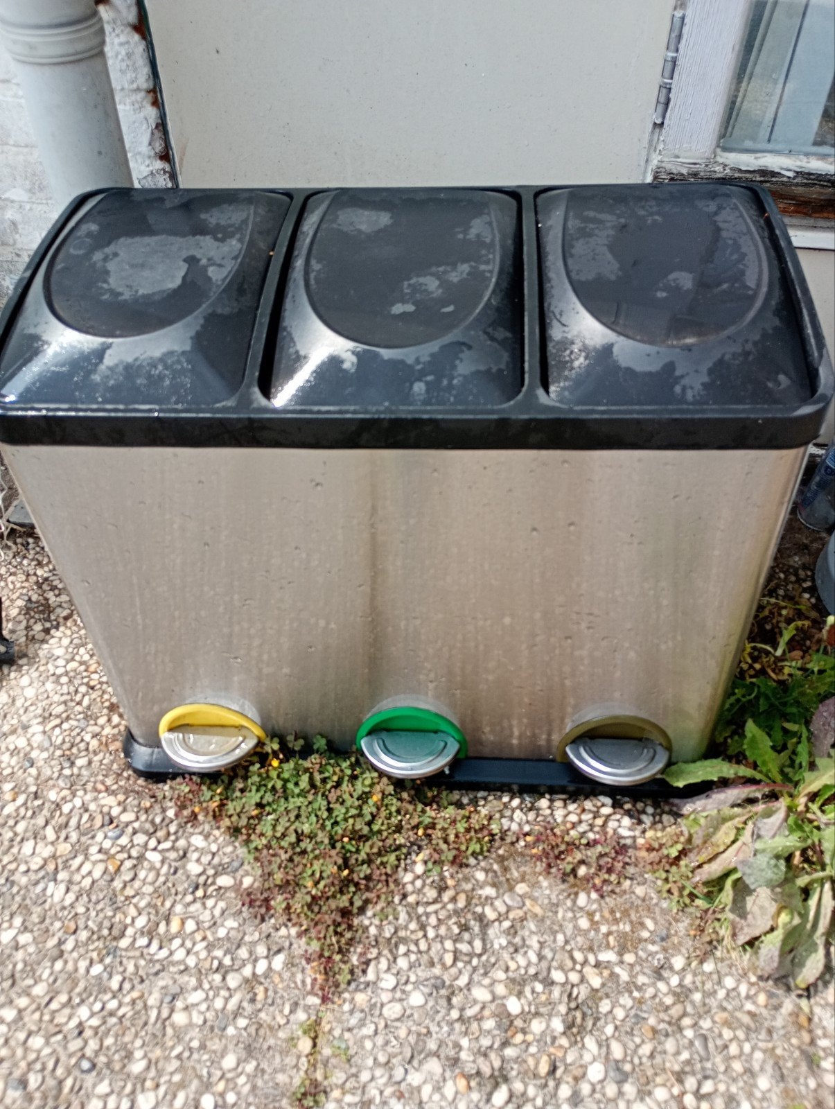 Prullenbak met 3 vakken - afvalscheiding, Huis en Inrichting, Woonaccessoires | Prullenbakken, Gebruikt, Kunststof, Minder dan 50 cm