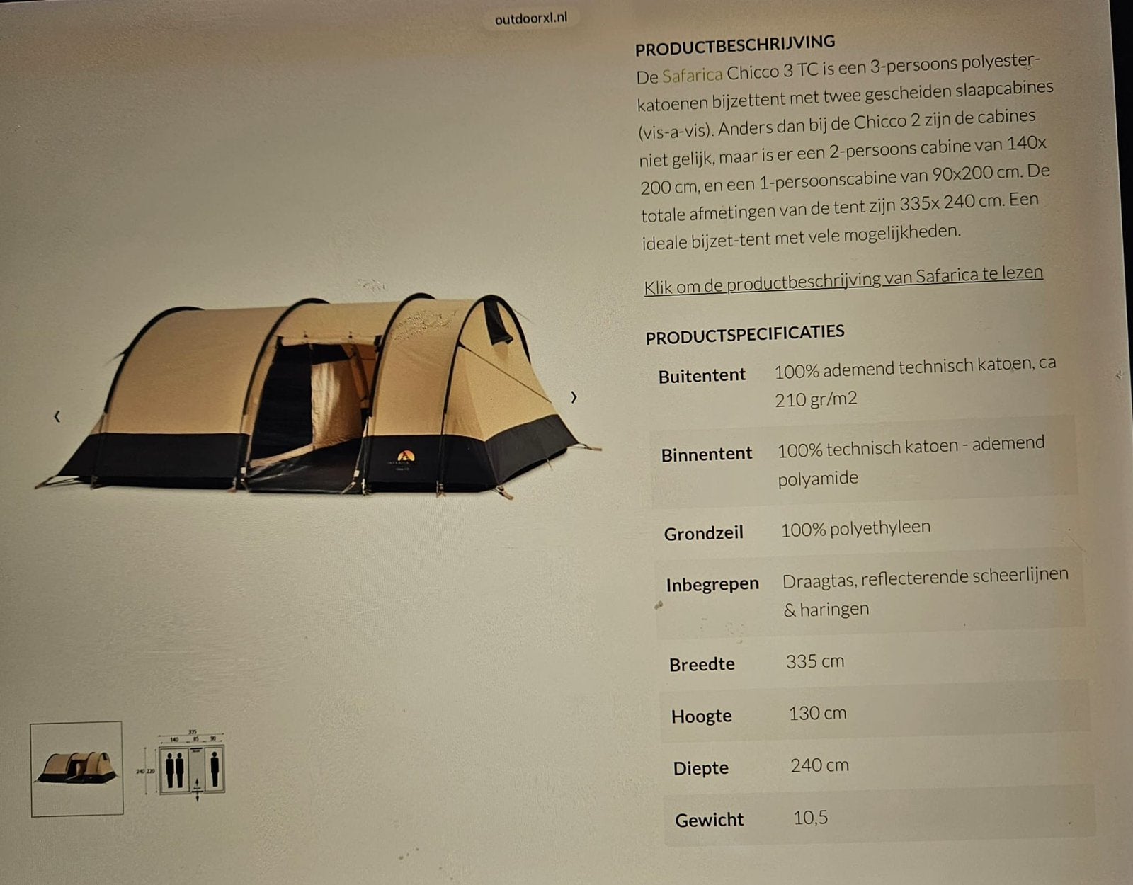 3 persoons tent 1 x gebruikt, Ophalen, Nieuw