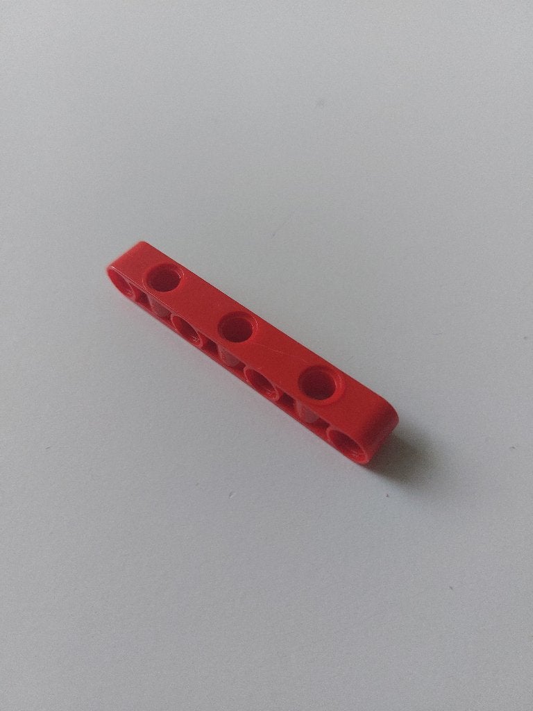 3 technic Lego liftarm 1x7 met gaten rood, Lego, Ophalen of Verzenden, Zo goed als nieuw, Technic