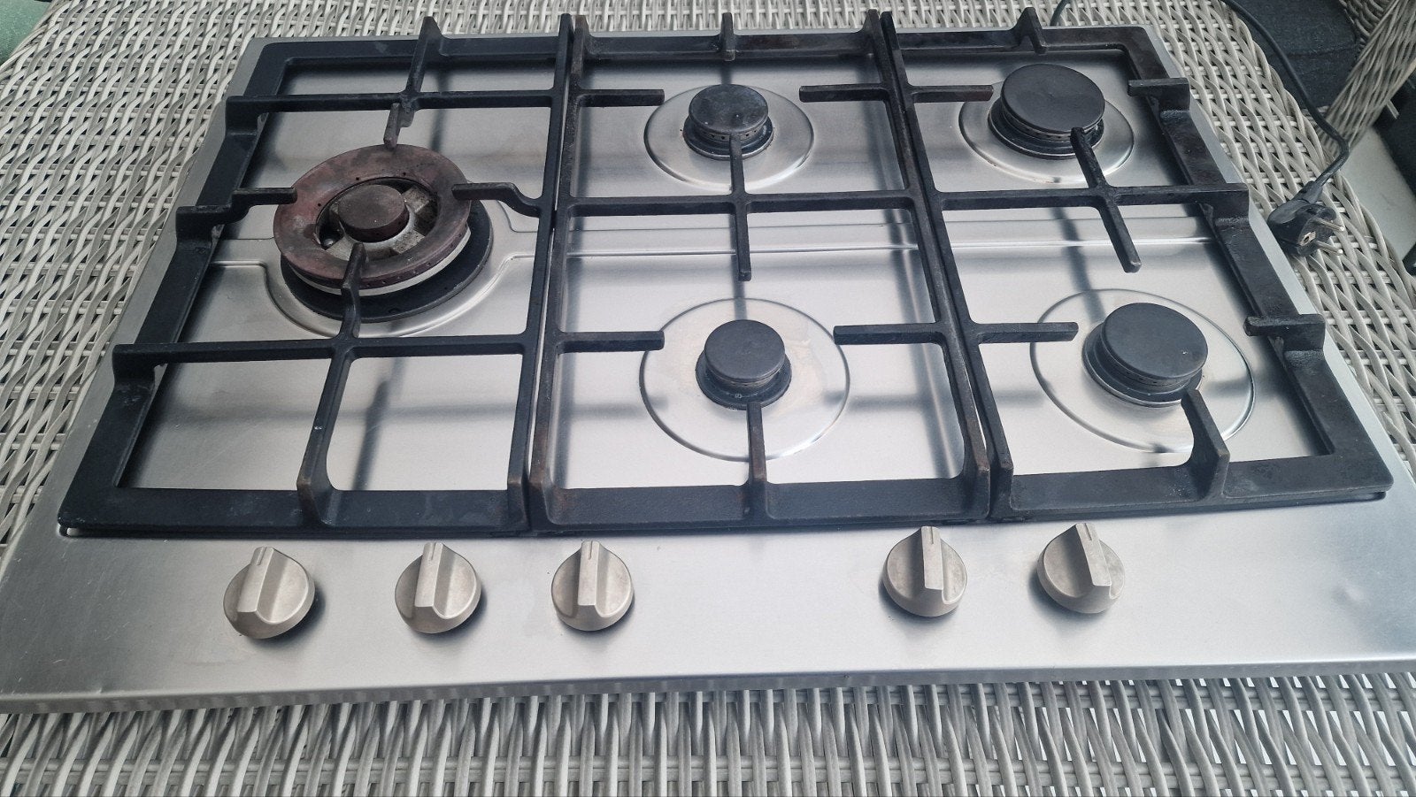 RVS Gasfornuis 70 cm met 5 Kookzones, Witgoed en Apparatuur, Kookplaten, Gebruikt, Ophalen of Verzenden, Inbouw, Gas