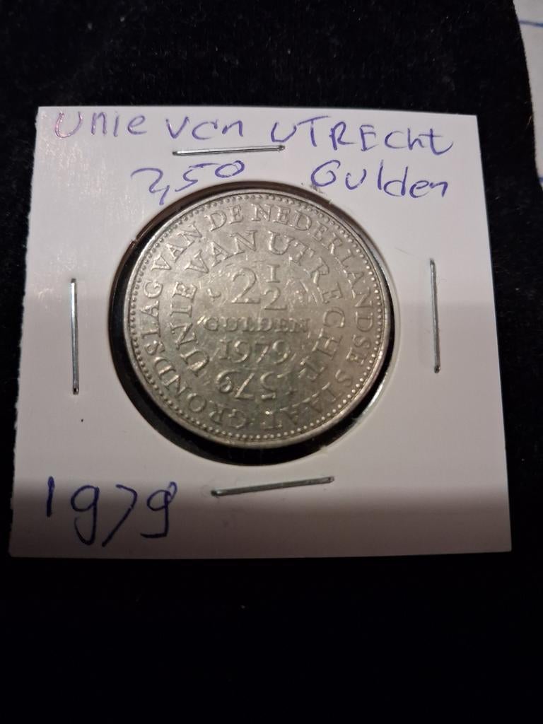 Nikkel 2,5 Gulden Unie van Utrecht 1979, Koningin Juliana, Zilver, Ophalen of Verzenden, Losse munt