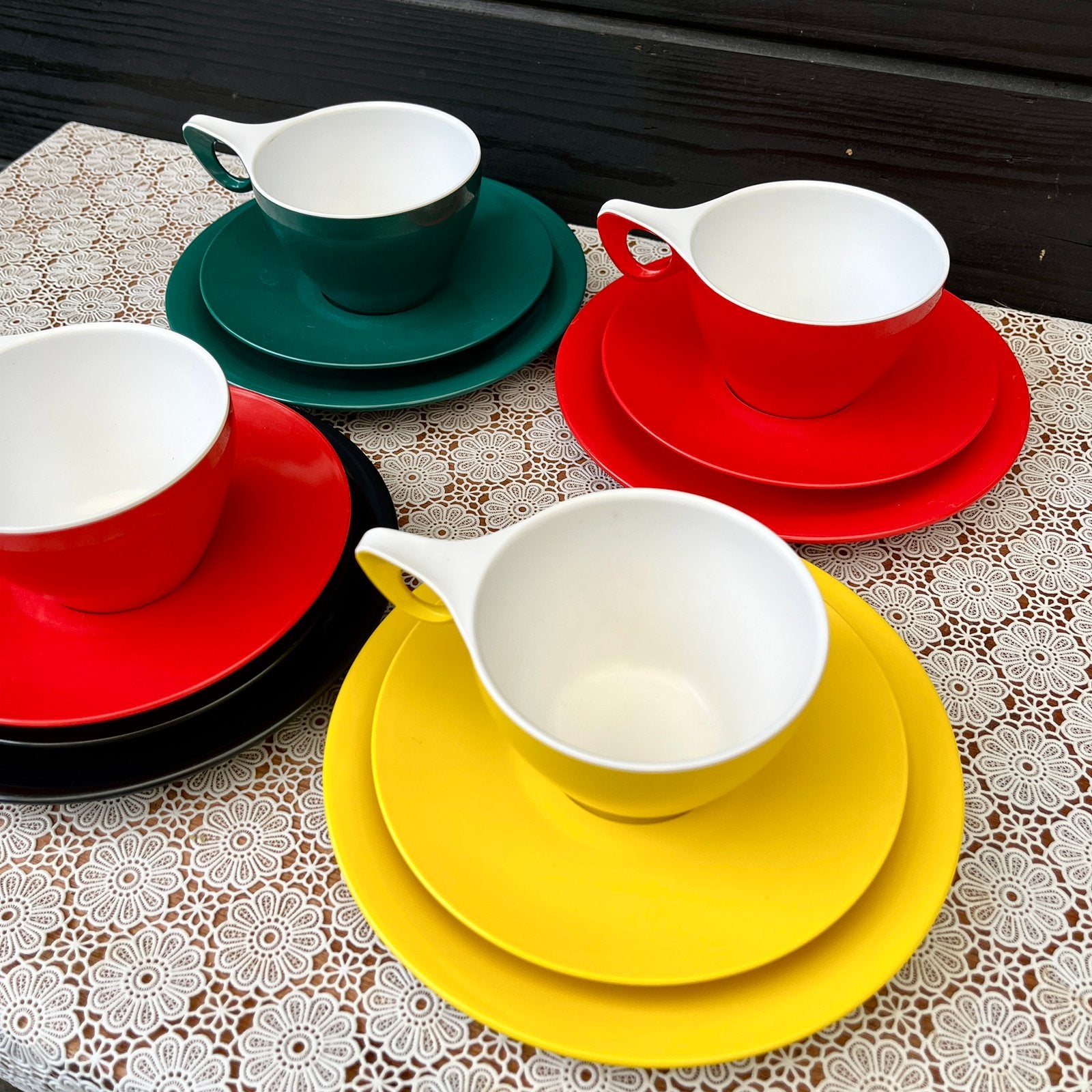 Vintage Melaware Picknickset  '60 – kop, schotel, bord, Caravans en Kamperen, Ophalen of Verzenden, Zo goed als nieuw