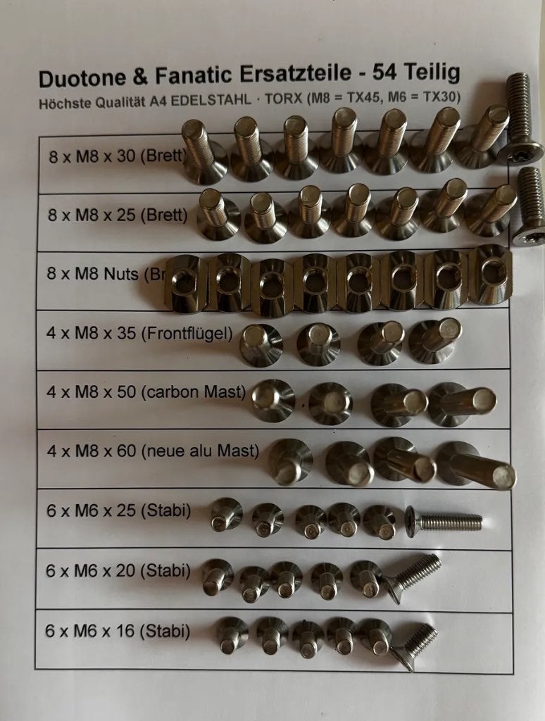 Duotone & Fanatic Wing Foil Set - A4 Edelstahl - 54-delig, Verzenden, Nieuw, Wingsurf-onderdelen
