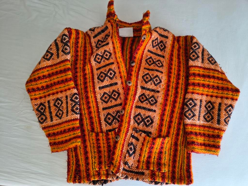 Unieke handgebreide wollen trui - Ecuador, Kleding | Dames, Oranje, Ophalen of Verzenden, Zo goed als nieuw, Tuparina