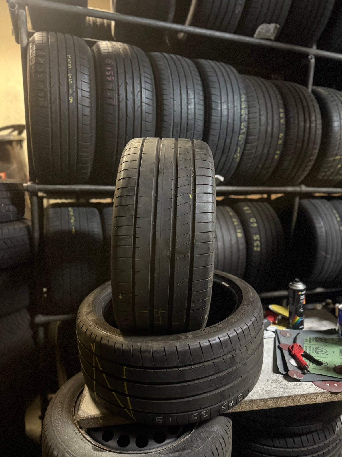 2x 275/35R19 2753519 GOODYEAR 6mm (inclusief monteren), Auto-onderdelen, Gebruikt, 275 mm, Band(en), Personenwagen