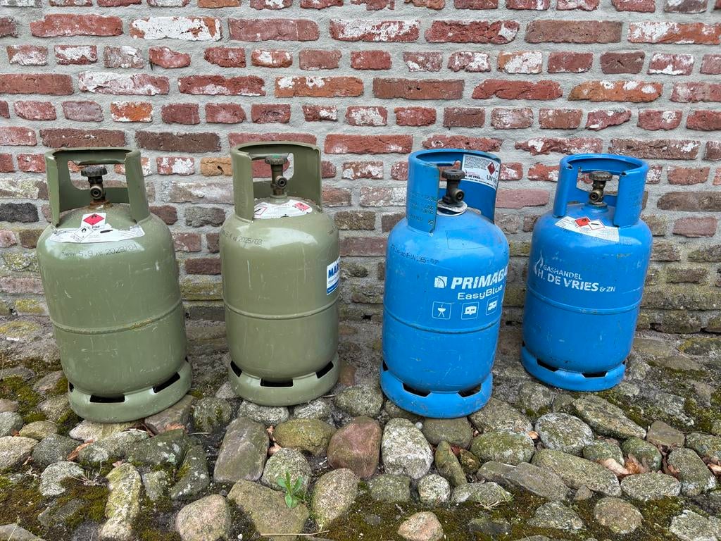 Lege gasflessen (Primagaz EasyBlue, H. de Vries & Zn), Ophalen of Verzenden, Gebruikt