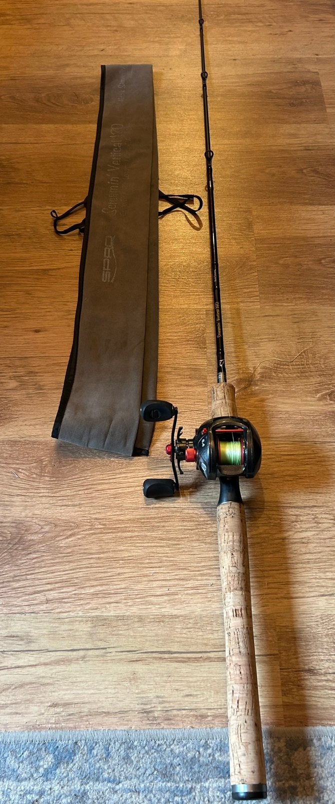 Spro Verticaal set  hengel en reel Henk Simonsz, Spro CRX bc, Ophalen, Zo goed als nieuw, Werphengel