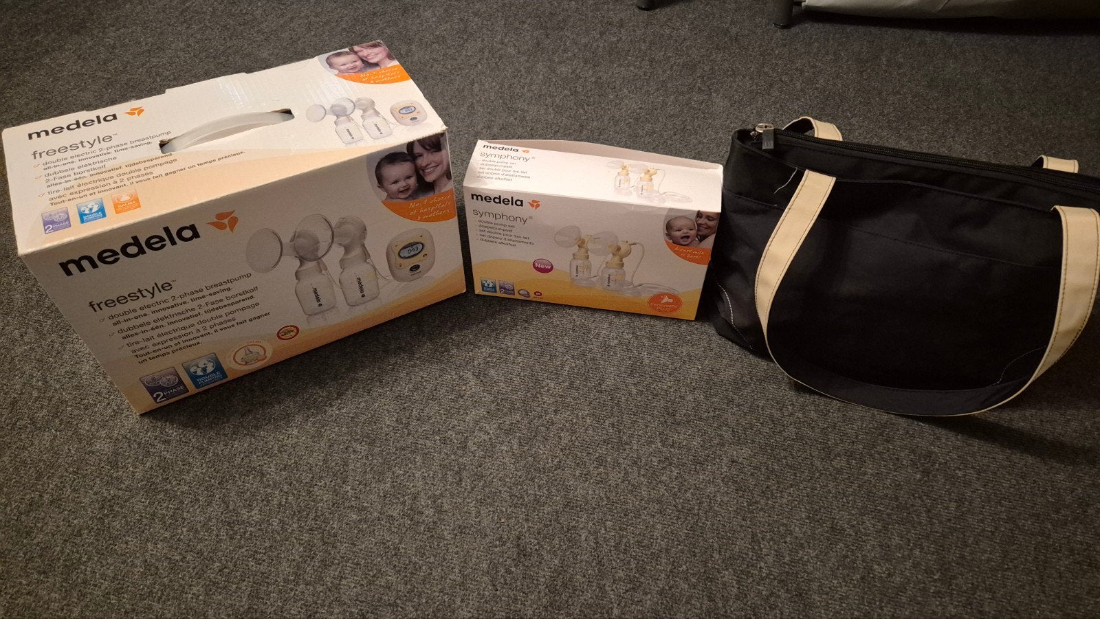 Medela Freestyle en Symphony borstkolven met tas, Ophalen of Verzenden, Gebruikt, Borstkolf