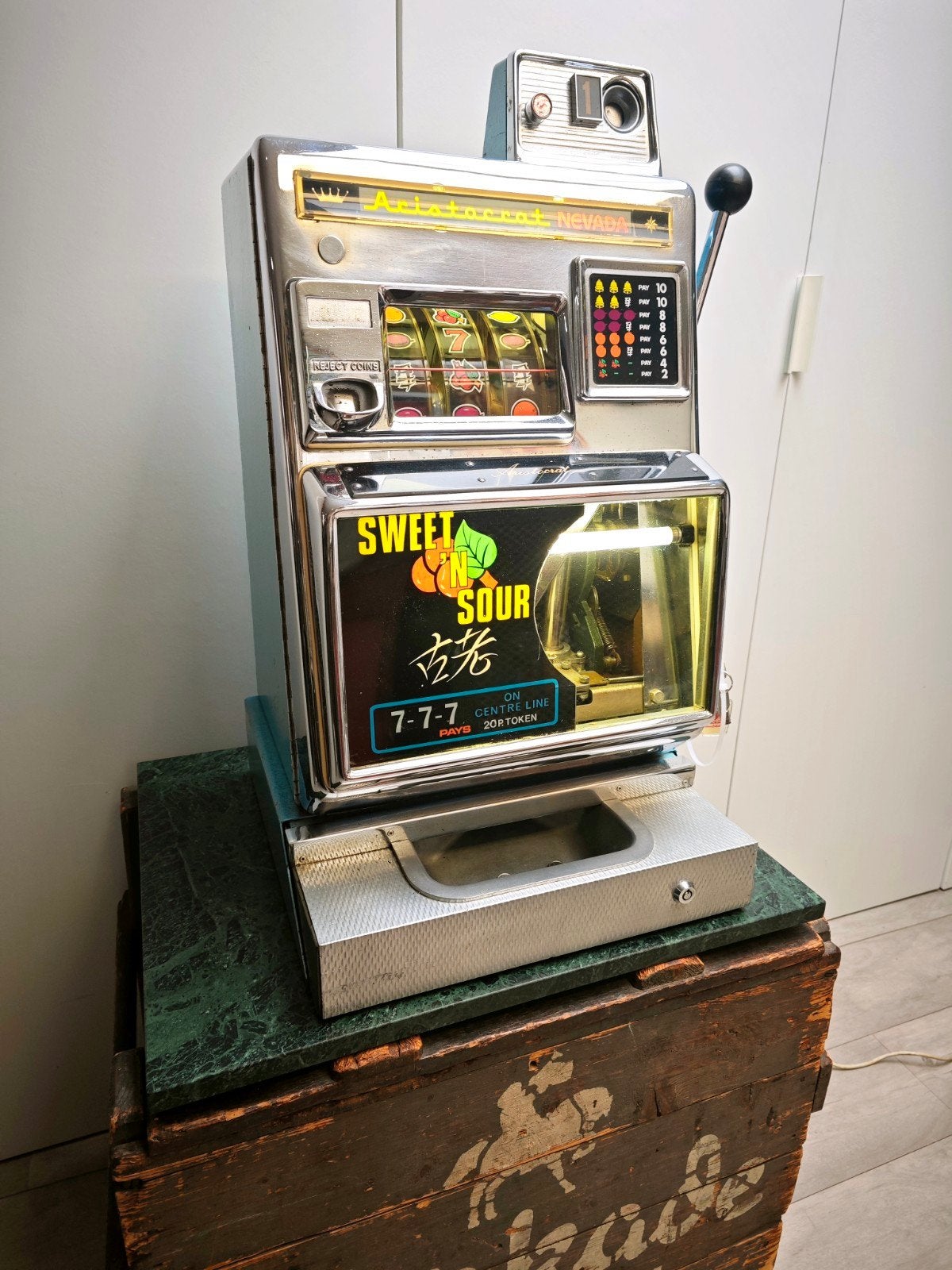 Aristocrat eenarmige bandiet met opengewerkt zicht mechaniek, Verzamelen, Automaten | Gokkasten en Fruitautomaten, Ophalen of Verzenden