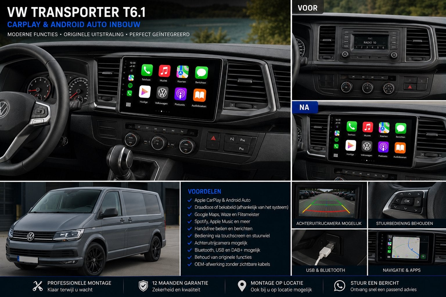 Volkswagen Transporter T6.1 CarPlay & Android Auto Inbouw, Ophalen, Nieuw