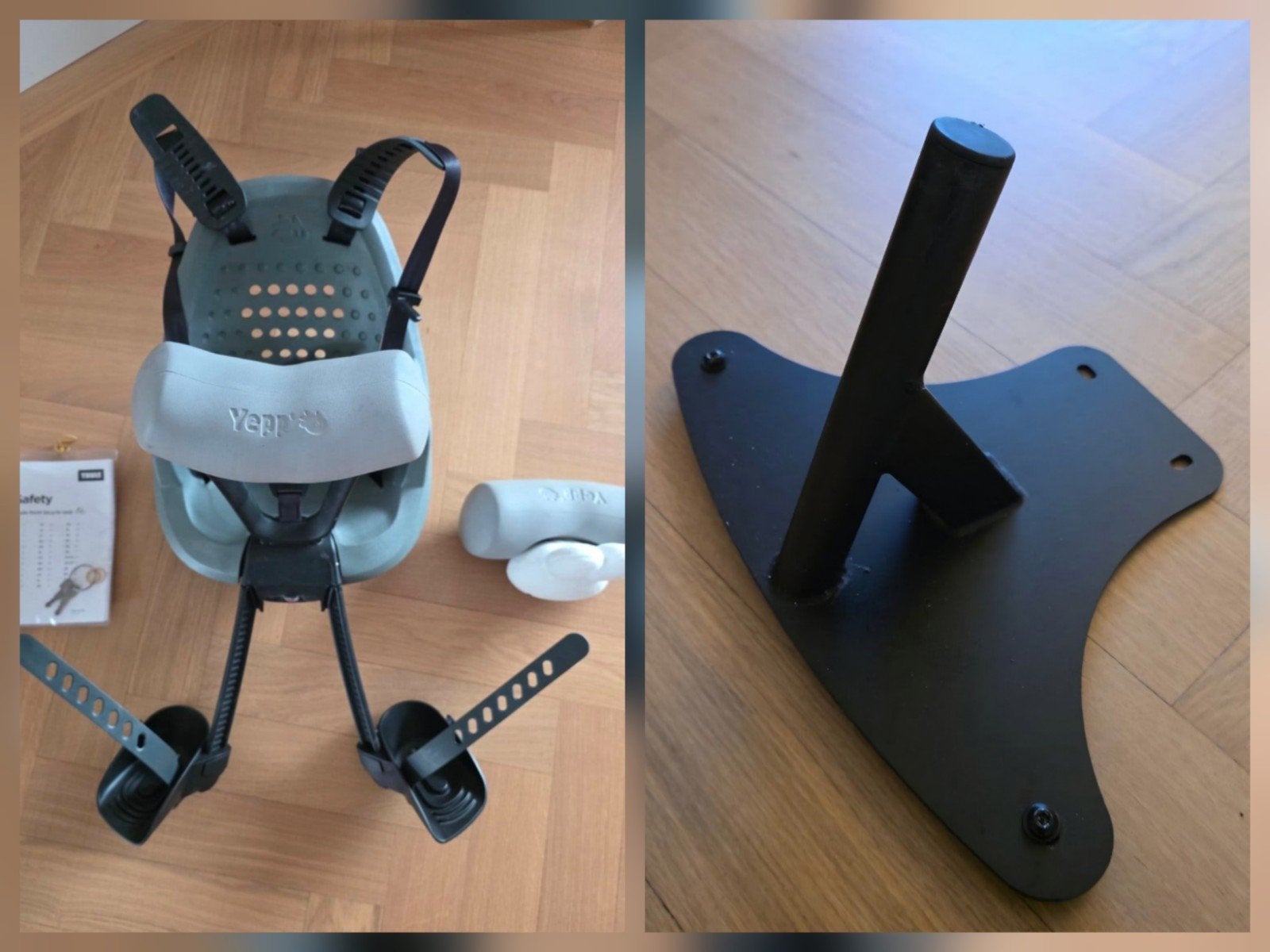 Thule Yepp Nexxt Mini fietszitje met bakfiets houder, Ophalen, Voetsteuntjes, Voorzitje, Zo goed als nieuw