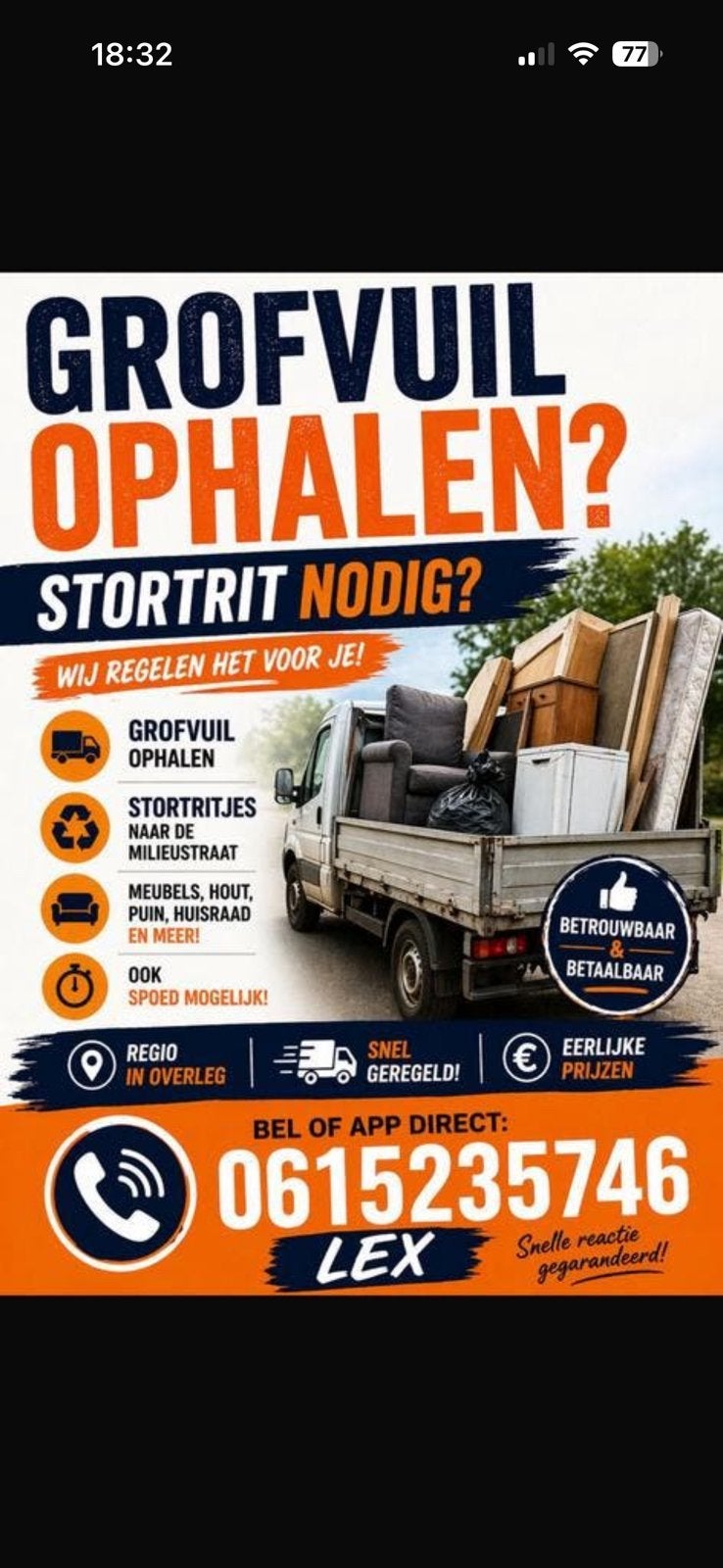 Grofvuil en toebehoren afvoeren