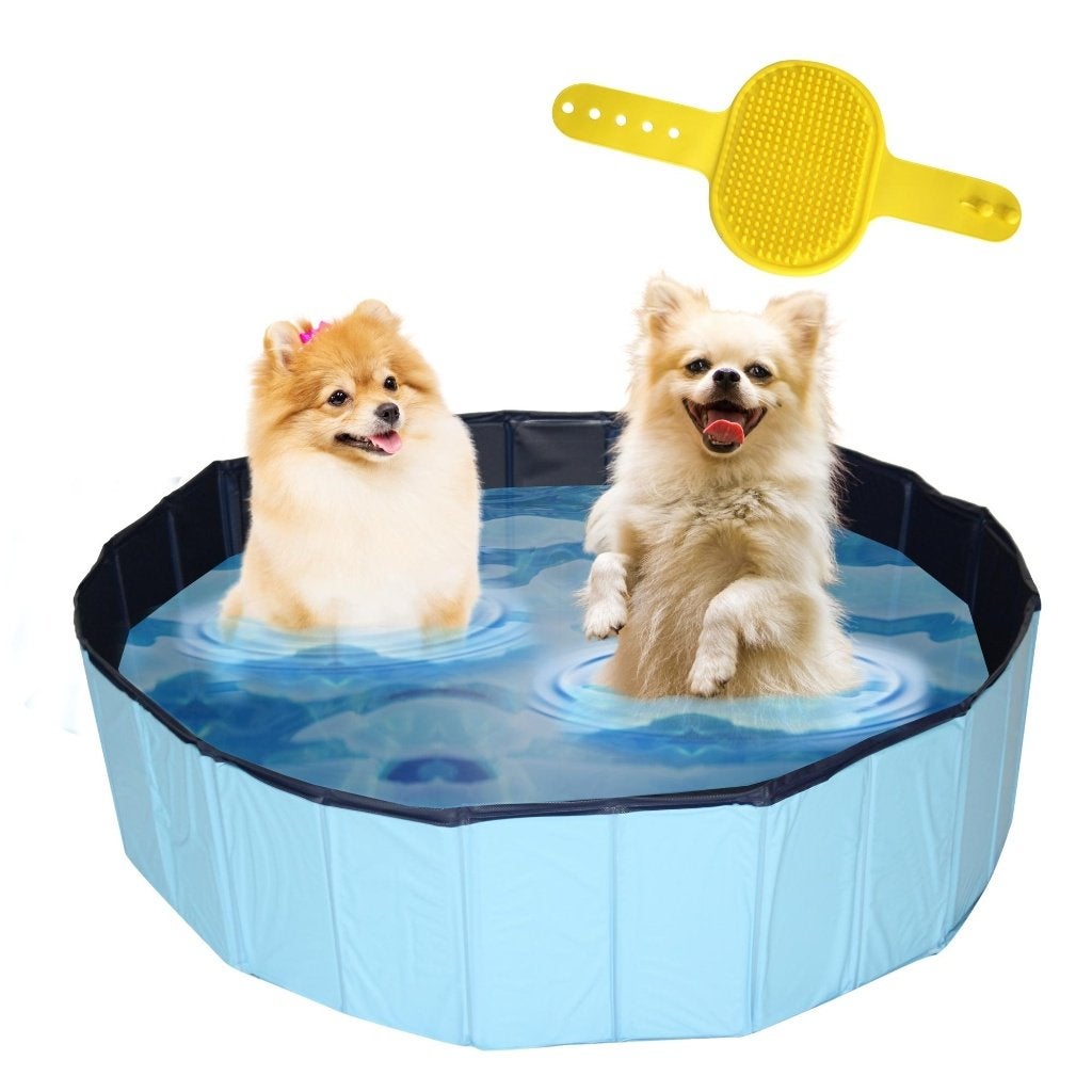 Hondenzwembad + borstel | Zwembad voor honden | Ø120x30cm, Dieren en Toebehoren, Honden-accessoires, Overige merken, Hondenspeelgoed