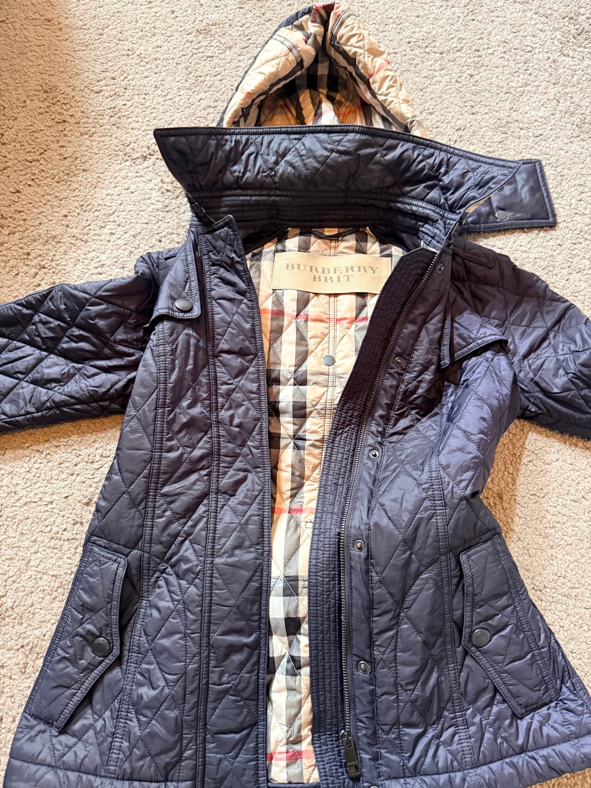 Blauwe burberry jas origineel, Ophalen, Nieuw, Maat 34 (XS) of kleiner, Blauw