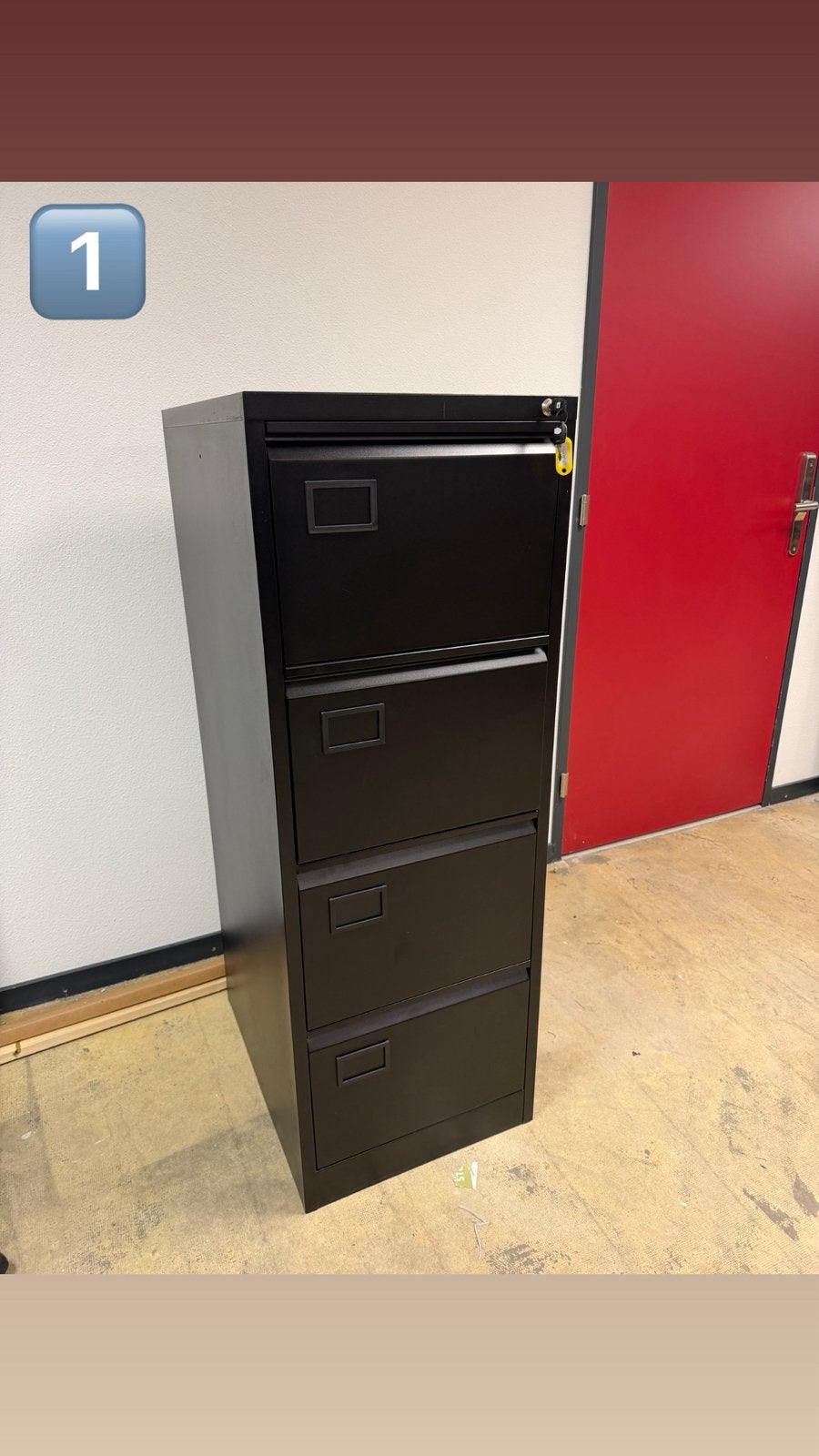 4x Metalen archiefkast– 4 laden – zwart – compleet, Huis en Inrichting, Ophalen, 50 tot 100 cm, Zo goed als nieuw, Minder dan 100 cm