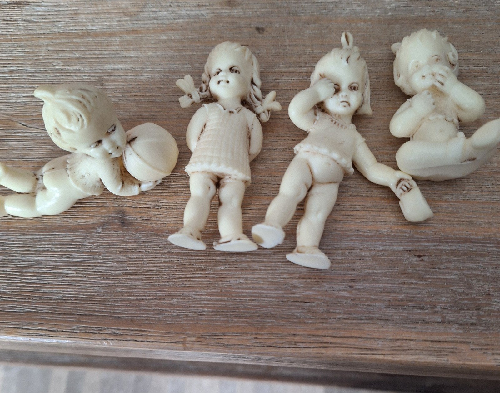Vintage kunststof massief poppetjes, Ophalen of Verzenden, Gebruikt