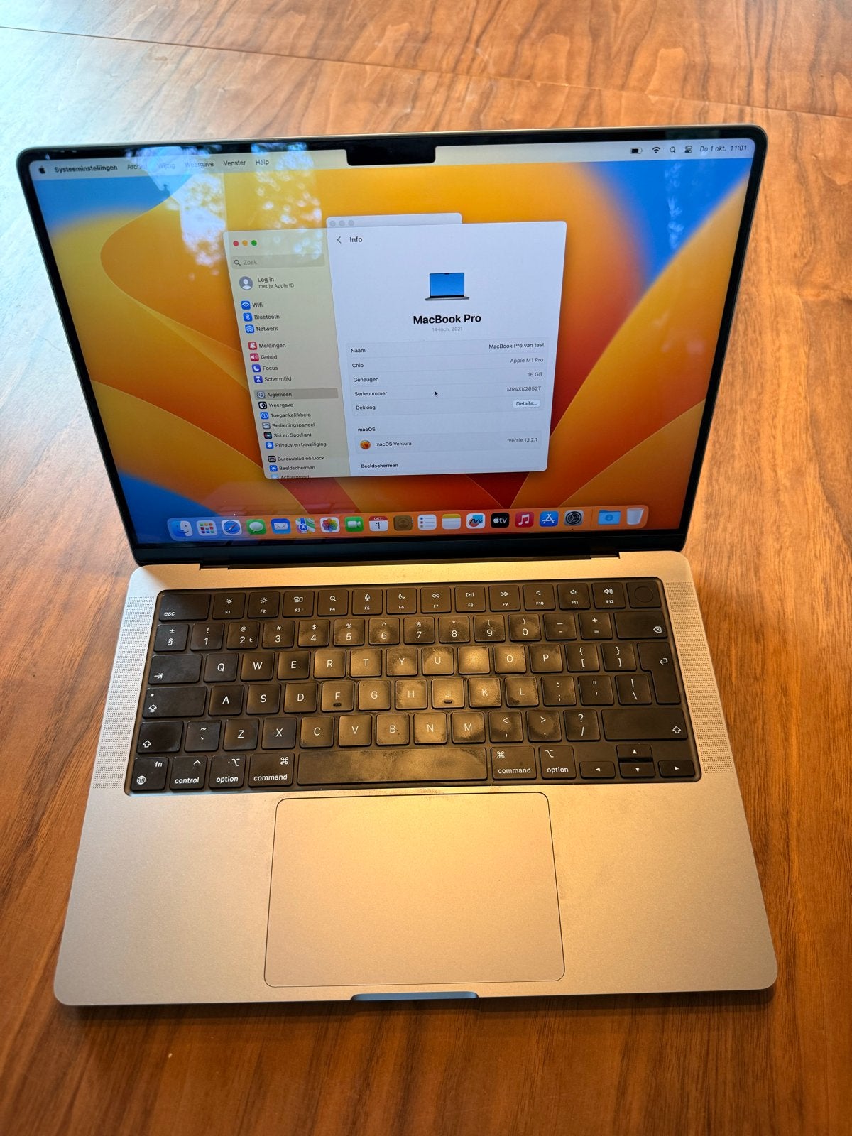 MacBook Pro 14-inch (2021) M1 Pro 16GB RAM 1TB SSD, Computers en Software, 1 TB of meer, Qwerty, Overige groottes, Zo goed als nieuw