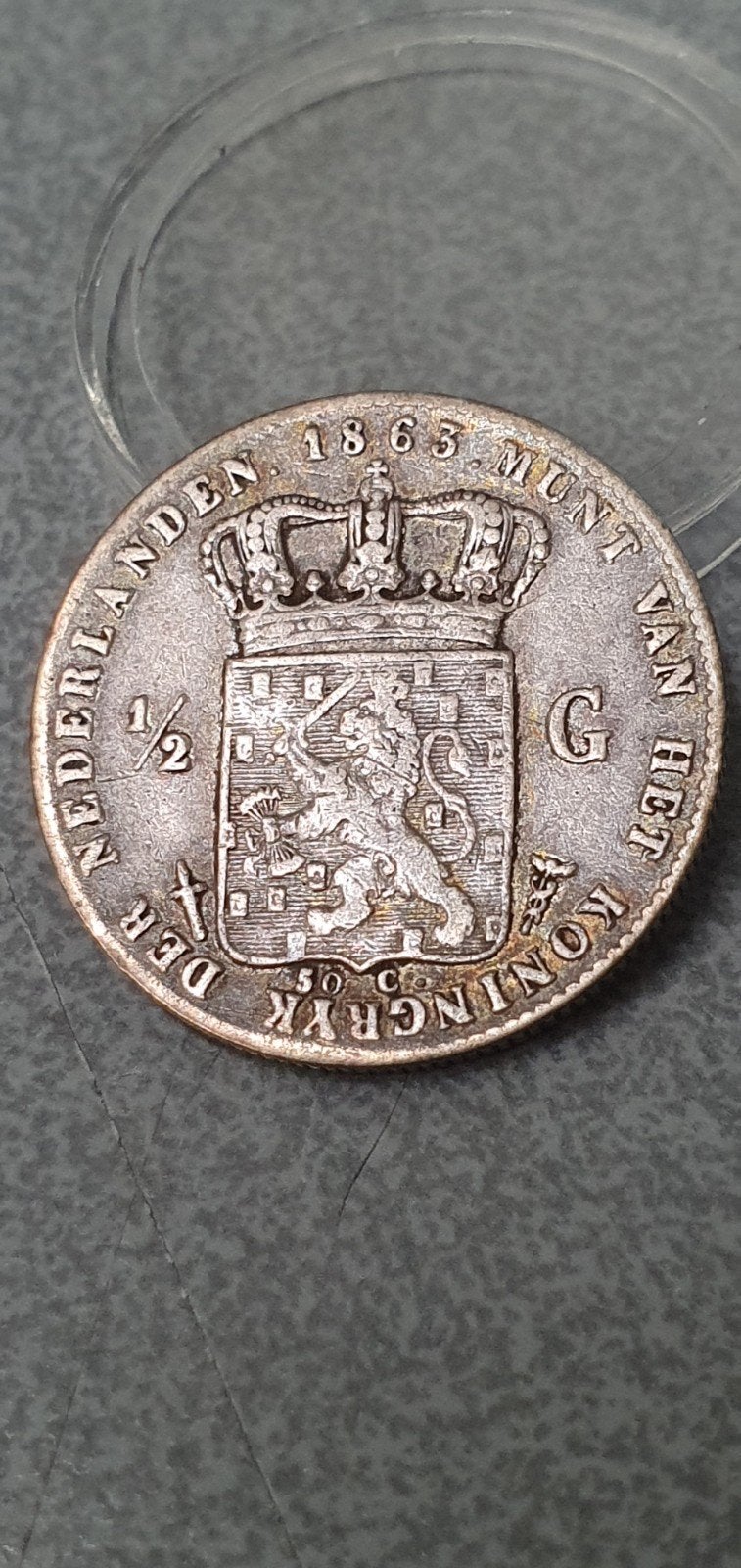 Zilveren ½ Gulden Koning Willem III 1863, Postzegels en Munten, Munten | Nederland, ½ gulden, Koning Willem III, Zilver, Ophalen of Verzenden