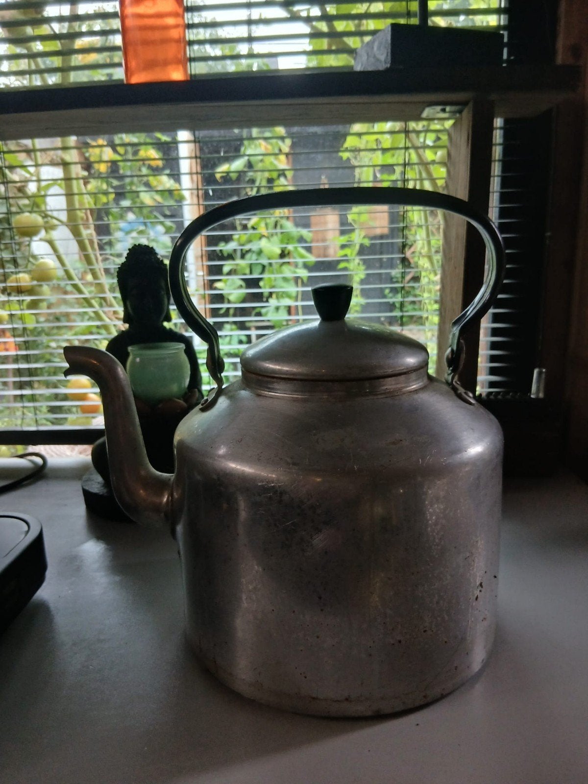 Vintage aluminium waterketel, 2 liter of meer, Ophalen, Gebruikt, Rvs