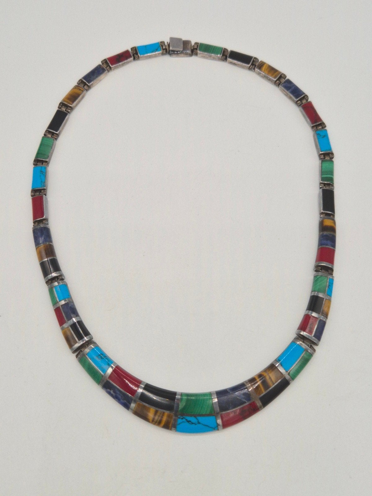 Prachtige zilveren Taxco Mexico ketting 950 zilver, Gebruikt, Overige kleuren, Verzenden, Met edelsteen