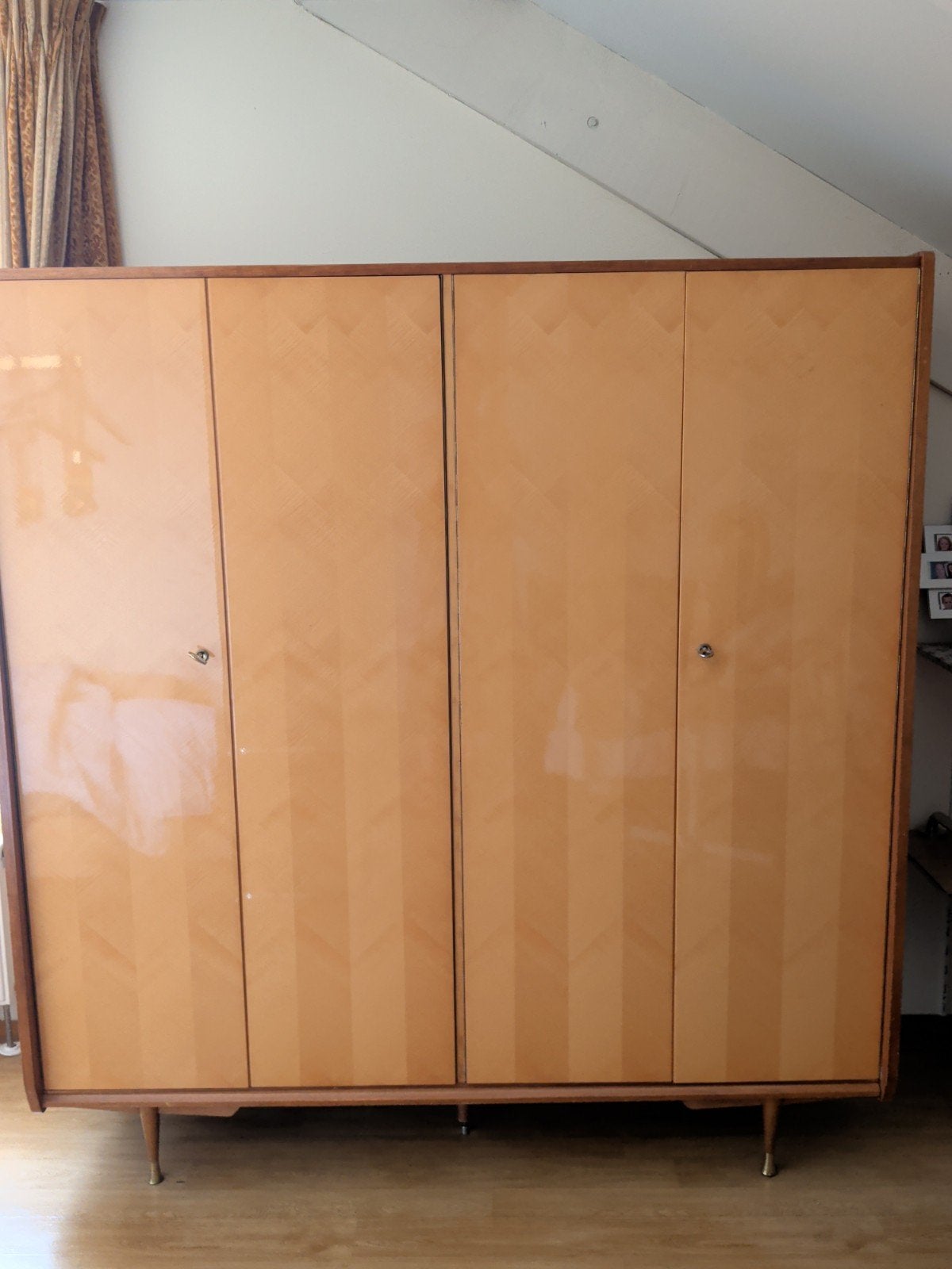 Vintage kledingkast/garderobekast met planken en hangruimte, Huis en Inrichting, Ophalen, Met deur(en), Gebruikt, 100 tot 150 cm