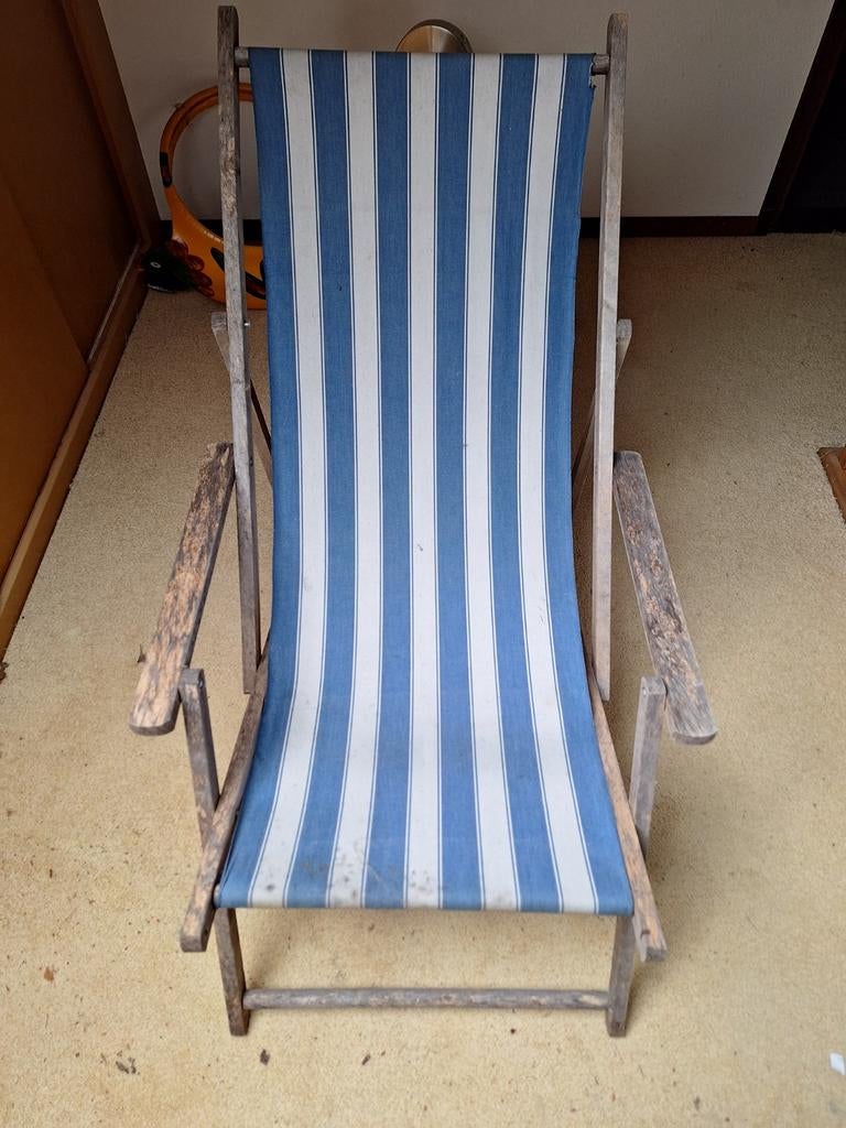 Vintage strandstoel, Tuin en Terras, Ophalen, Gebruikt, Hout