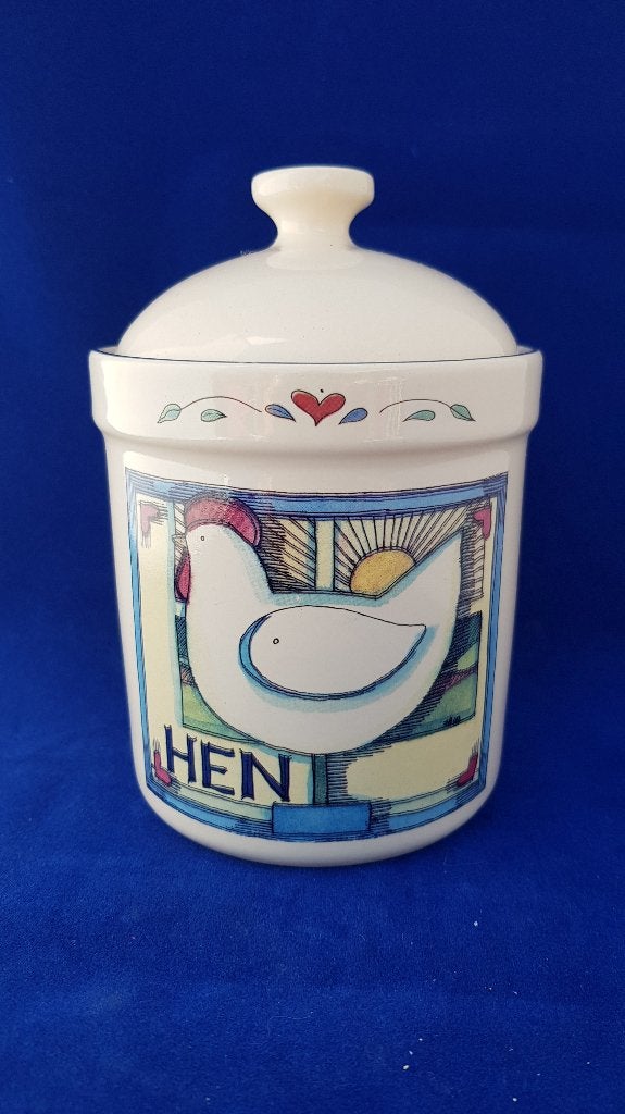 Susan Winget voorraadpot Hen, aardewerk met deksel. 7B9, Tweedehands verkoop, Tweedehands verkoop, Gebruikt, Ophalen of Verzenden