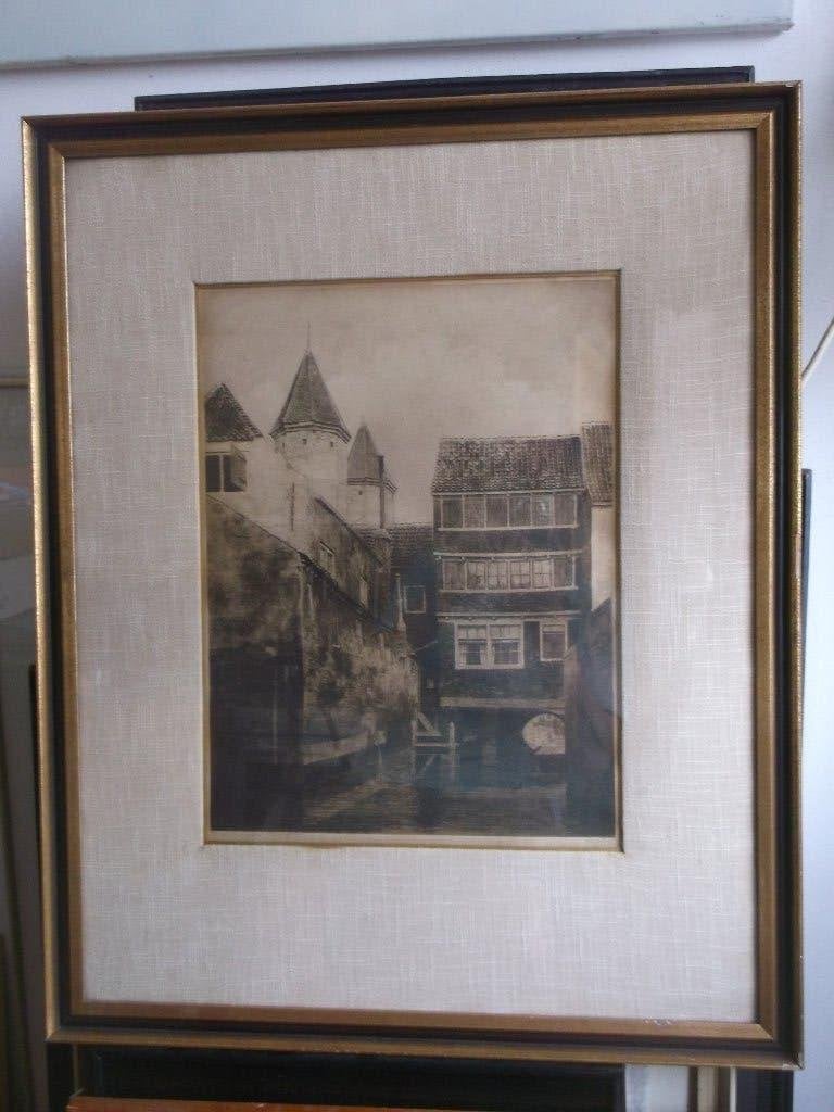 Ets van Dirk Harting ; Kamperbinnenpoort te Amersfoort, Ophalen of Verzenden, Stadsgezicht, Ets