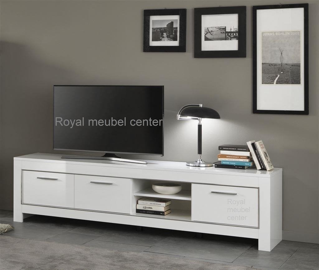 Tv meubel Mona hoogglans wit 207 cm Direct leverbaar, Ophalen, 150 tot 200 cm, Nieuw, Minder dan 100 cm