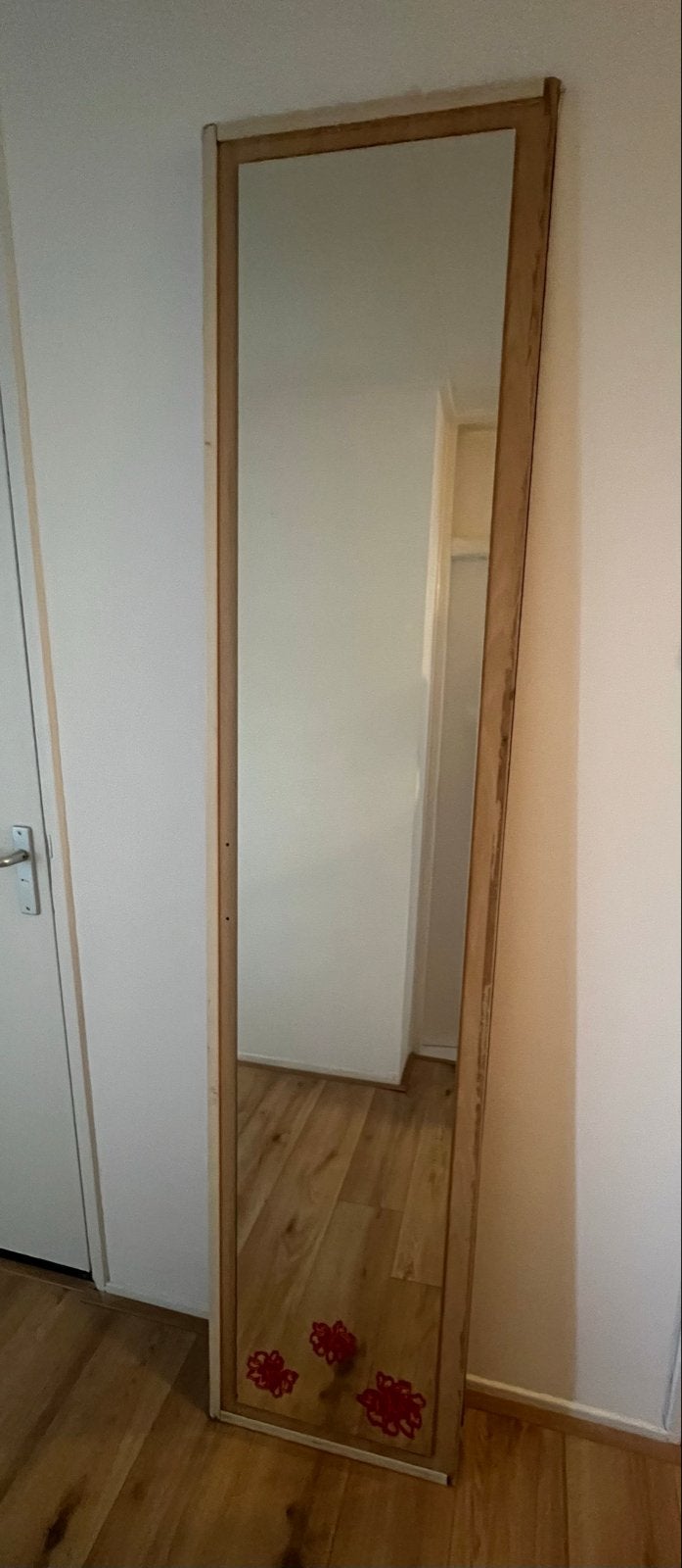 Grote spiegel op kastdeur, 207x38 cm, goede kwaliteit, Ophalen, Minder dan 50 cm, Gebruikt, 200 cm of meer