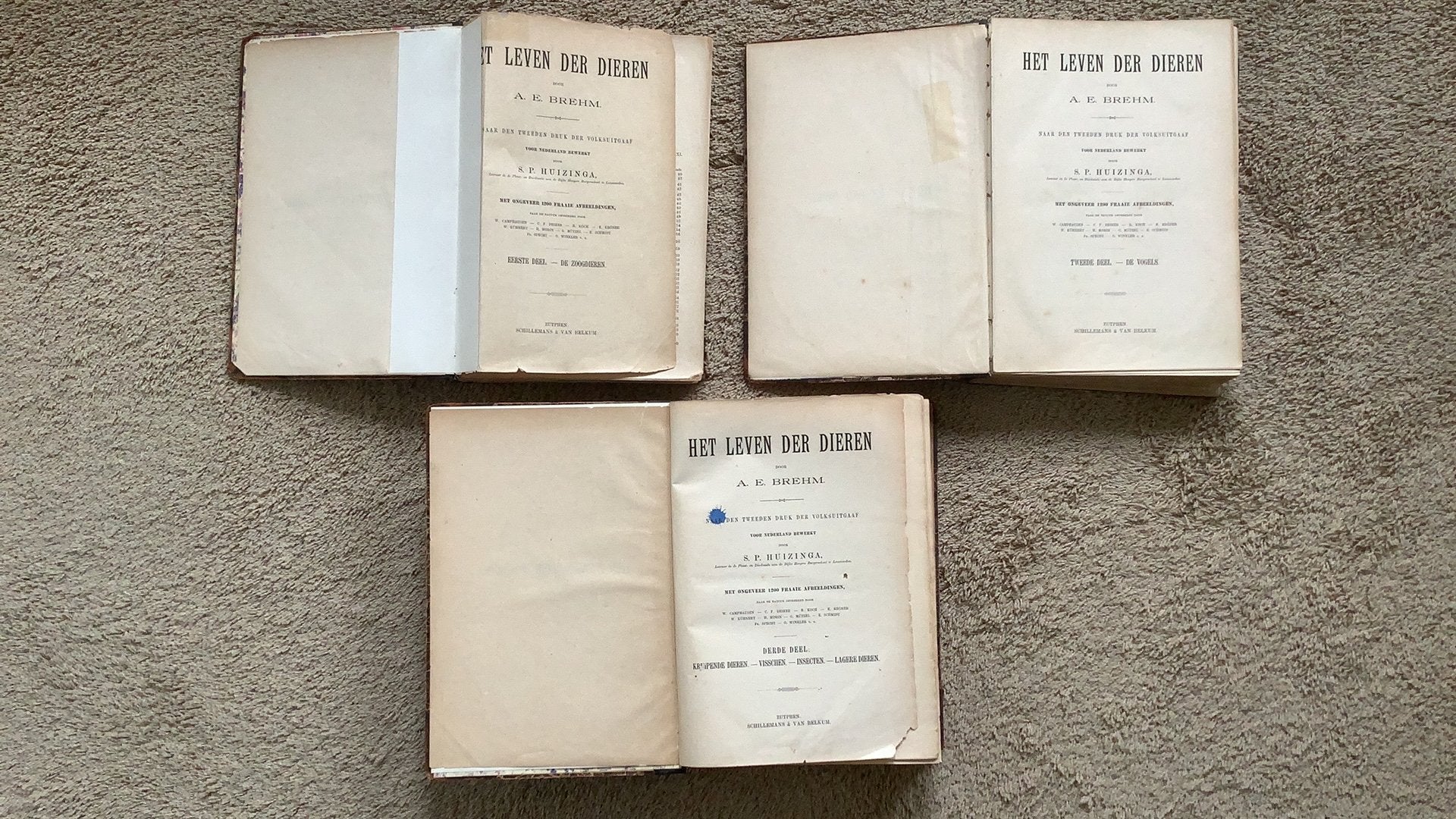 Het leven der dieren, A.E. Brehm, deel 1, 2 en 3., Ophalen of Verzenden