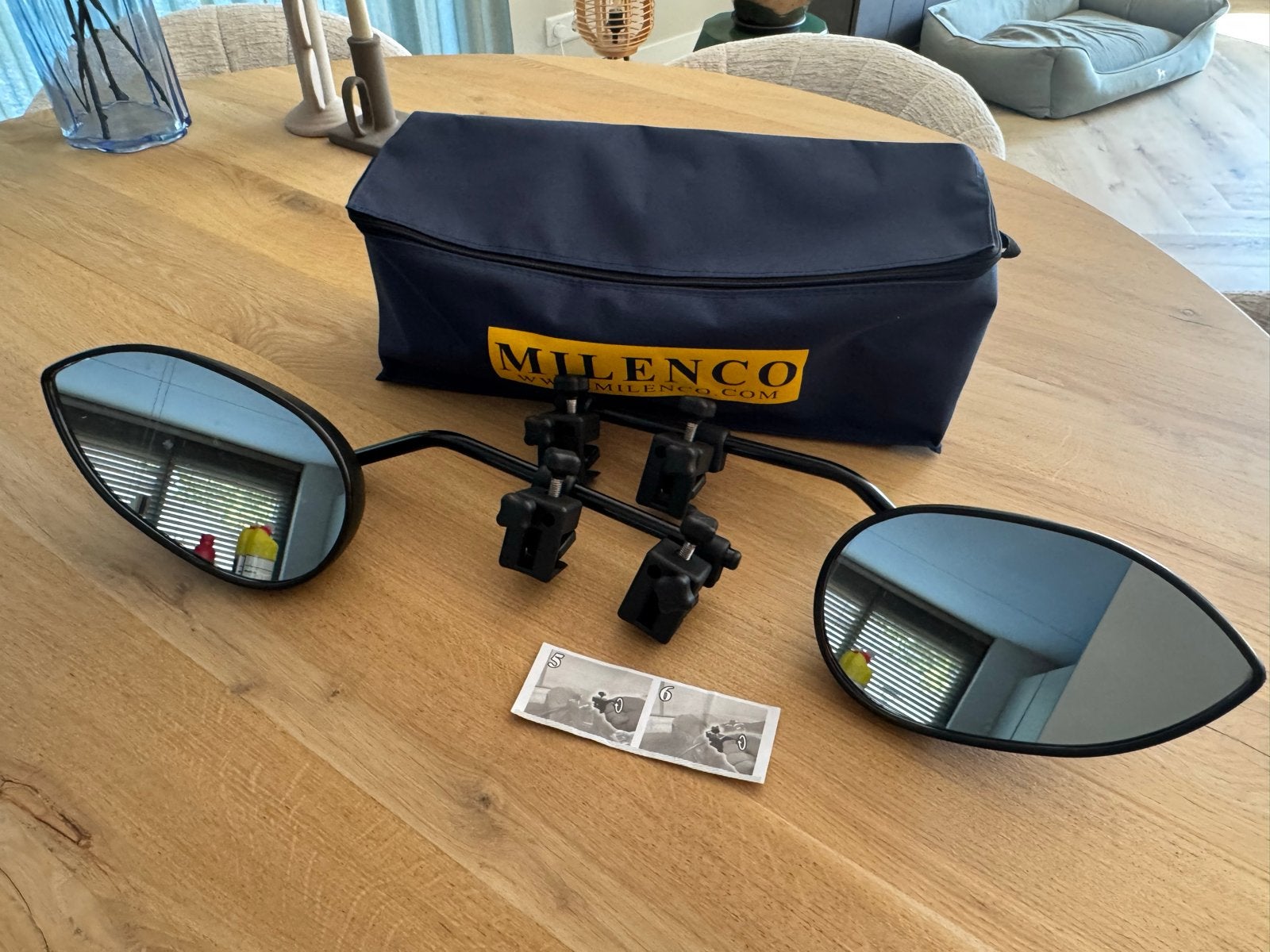 Milenco Aero caravanspiegels in draagtas, Ophalen, Zo goed als nieuw