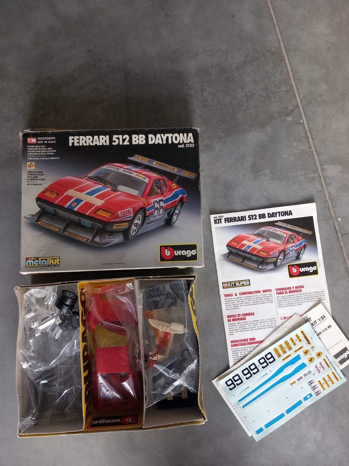 Burago Ferrari 512 BB Daytona Modelbouw Kit 1:24, Hobby en Vrije tijd, Auto, Nieuw, Ophalen of Verzenden, Via Asti 1, 20060 Burago di Molgora MI, Italy