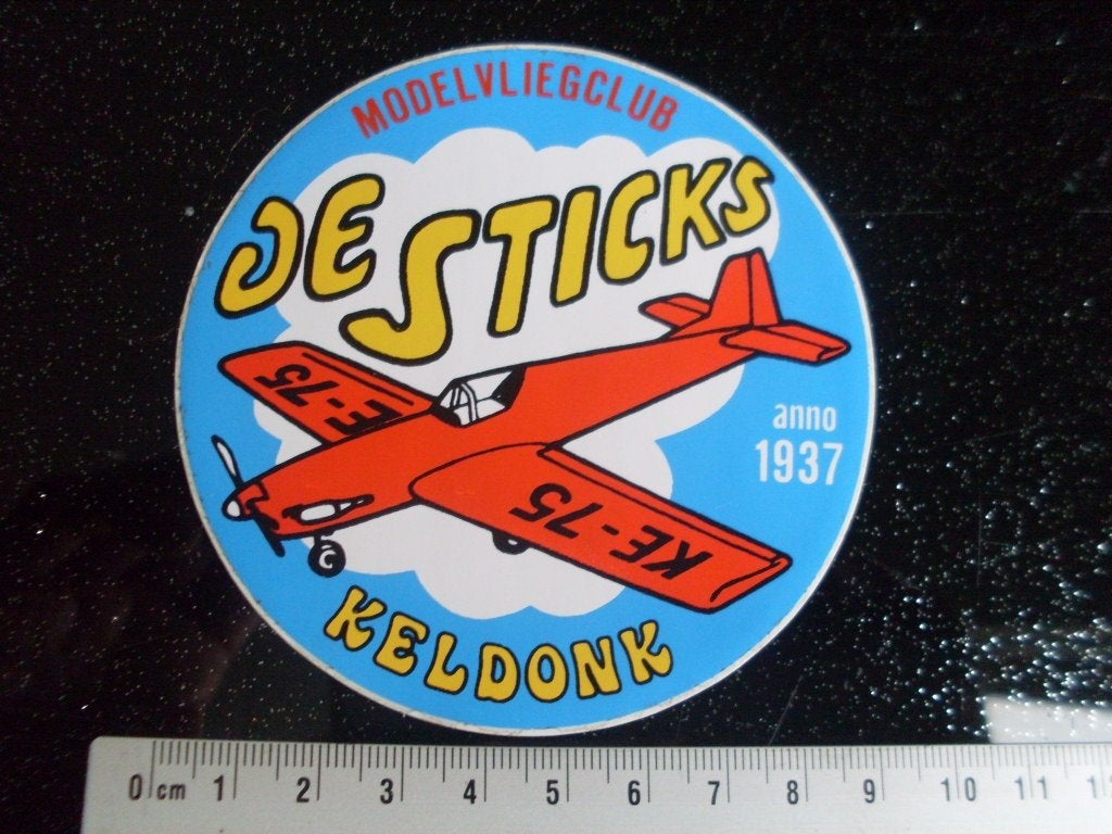 sticker modelvliegclub de sticks keldonk anno 1937, Verzamelen, Verzenden, Zo goed als nieuw, Bedrijf of Vereniging