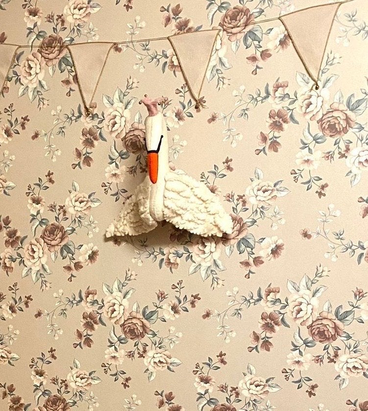 Gamcha dierenkop zwaan, wandbevestiging, Ophalen, Zo goed als nieuw, Textiel, Decoratieobject